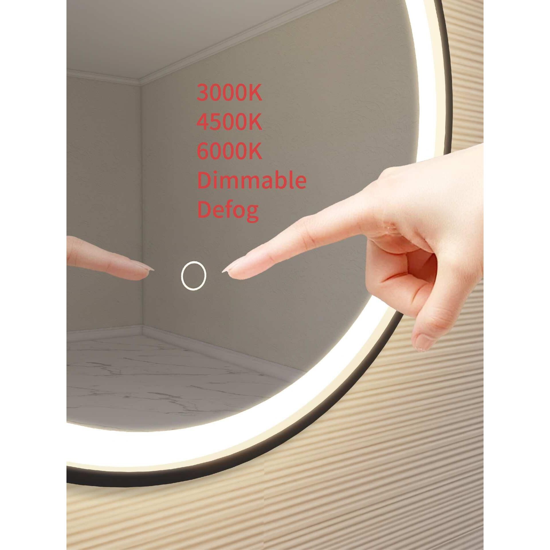 Harmoni 28 Inch Round LED Lighted Mirror by Elegant Decor