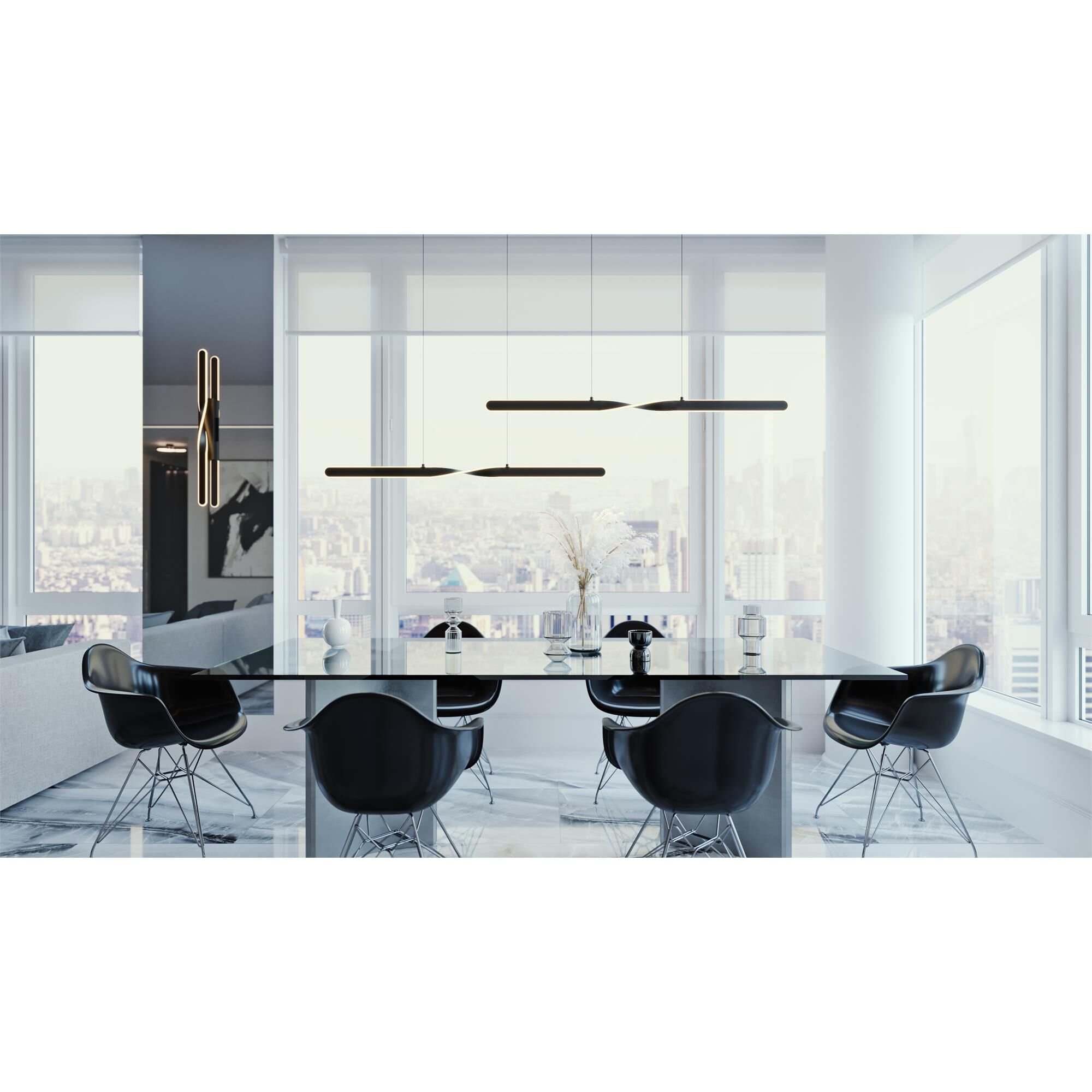 Shown in Black finish and White Acrylic shade