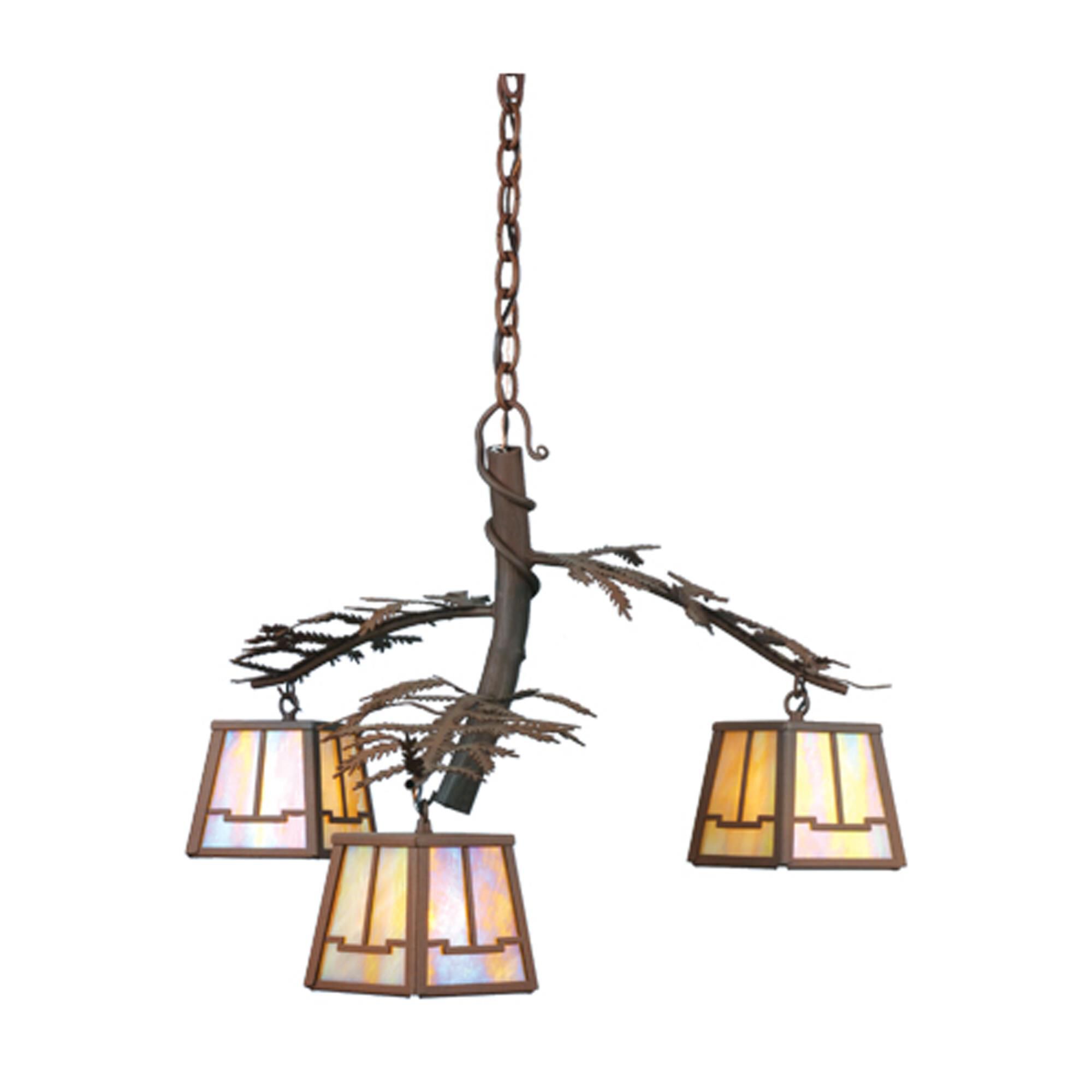 Pine Branch Valley View 28 Inch 3 Light Chandelier by Meyda Lighting