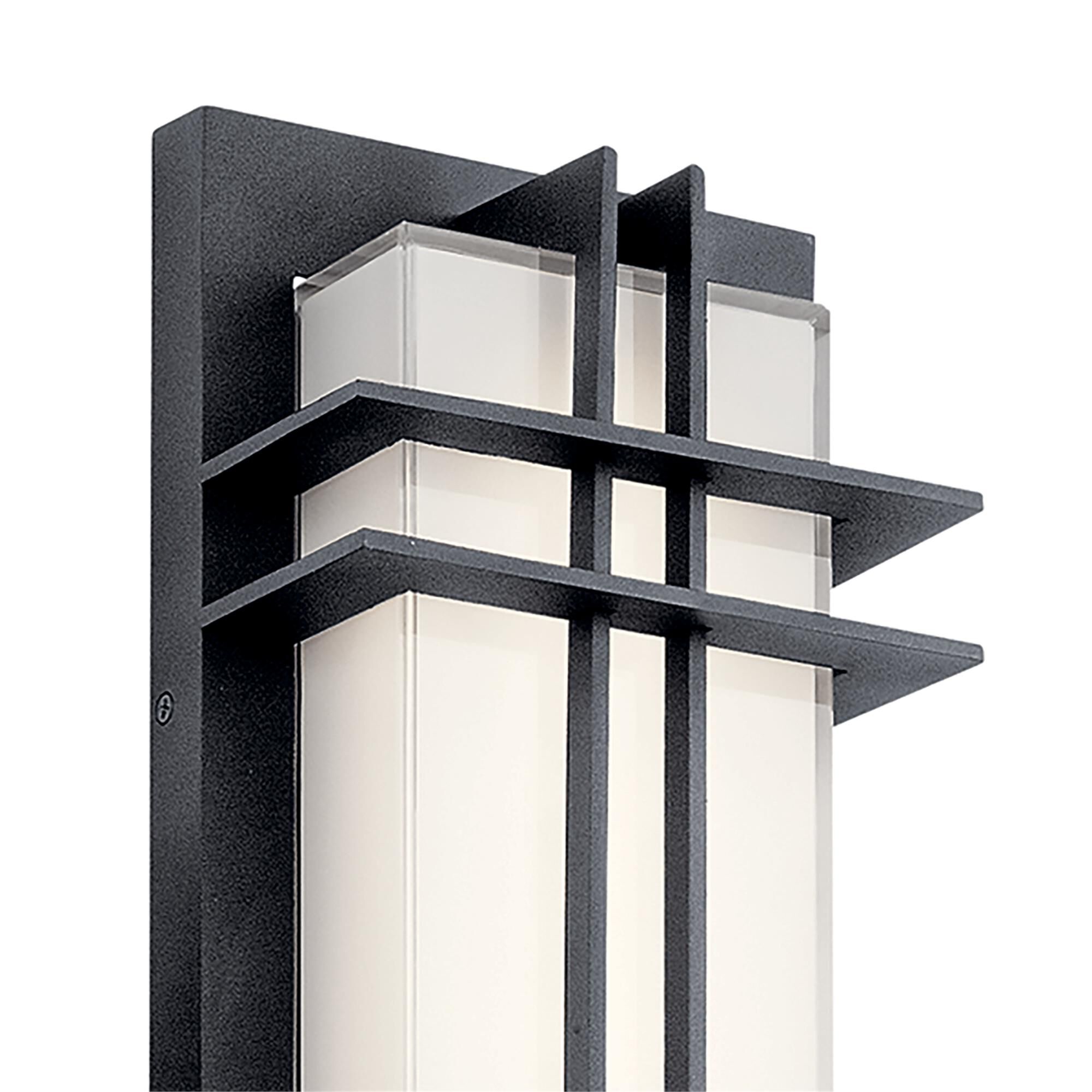 Shown in Textured Black finish and White glass