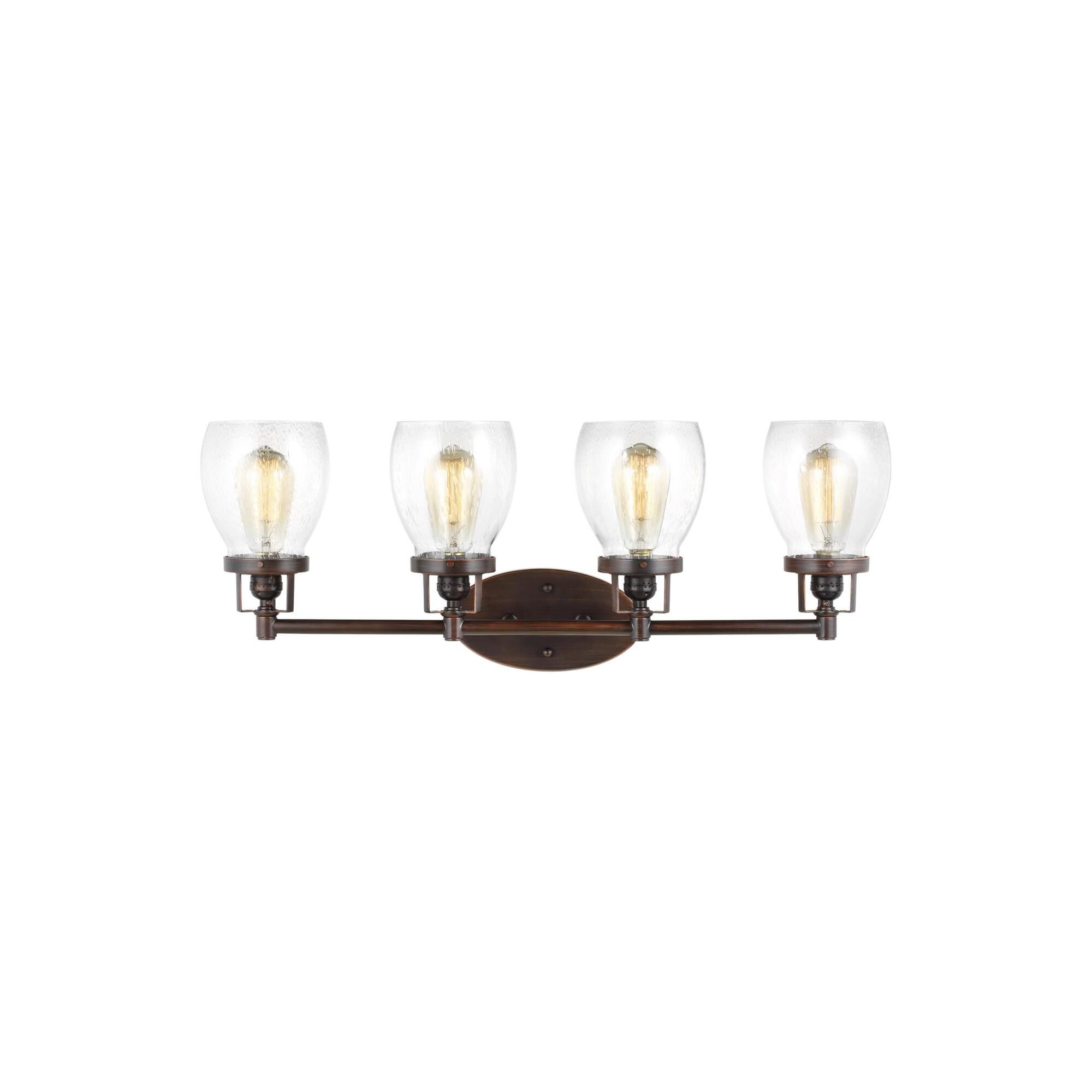 Shown in Bronze finish and Clear Seeded glass and Clear Seeded Glass s shade