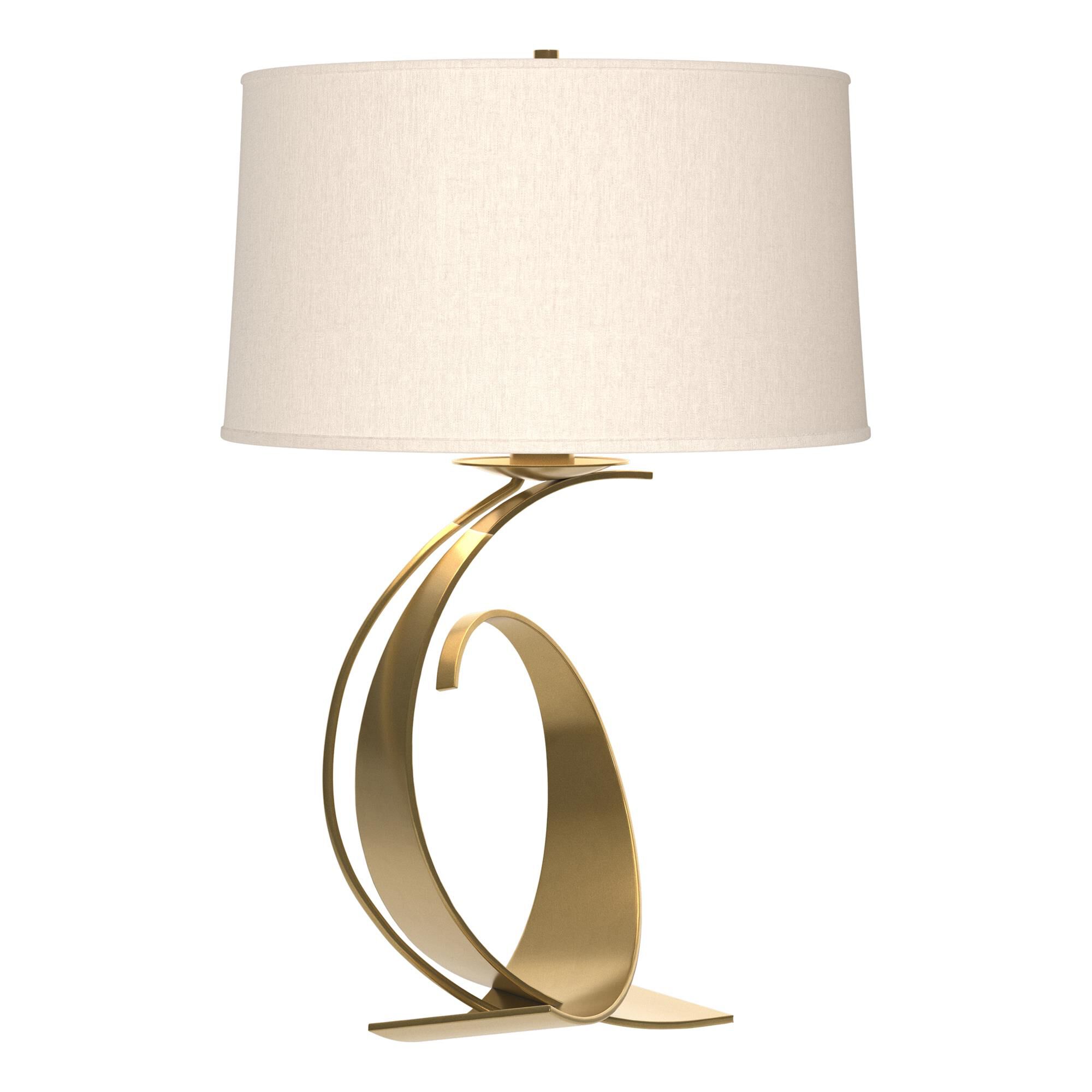 Shown in Modern Brass finish and Flax shade