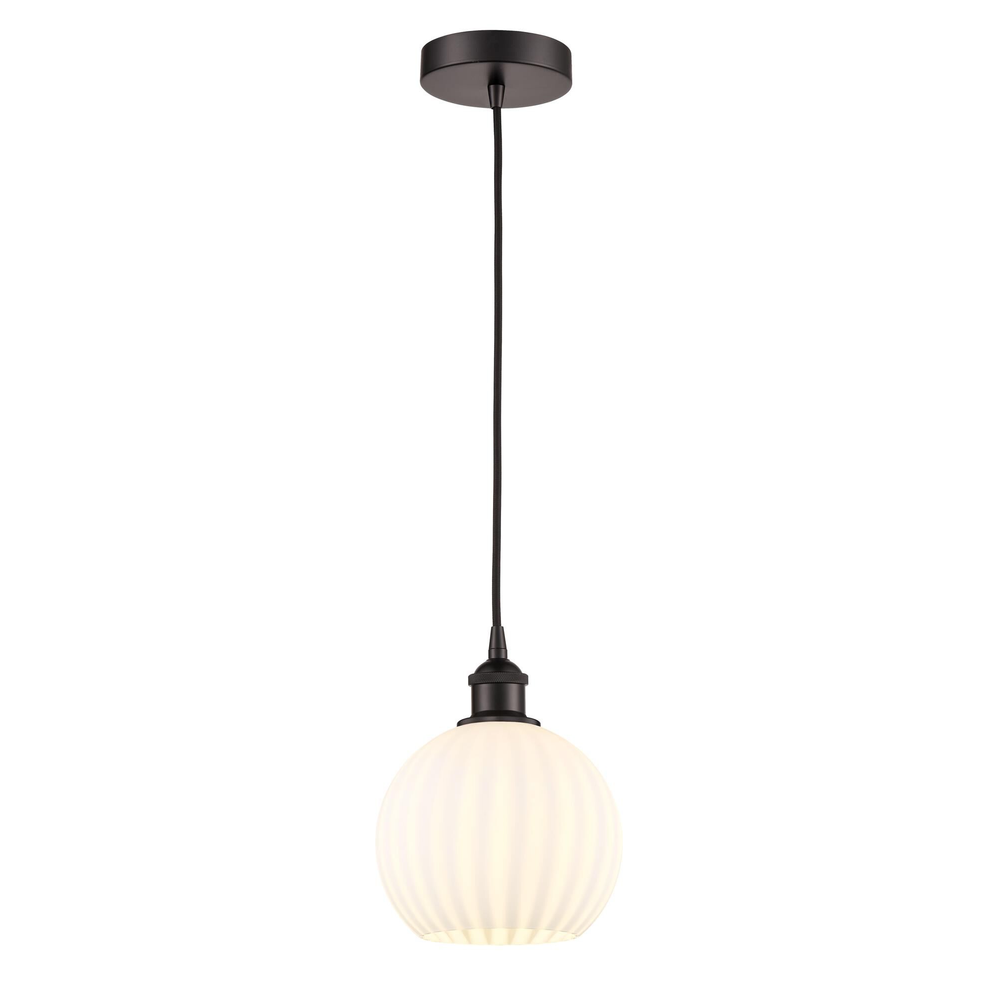 Shown in Oil Rubbed Bronze finish and White Venetian glass