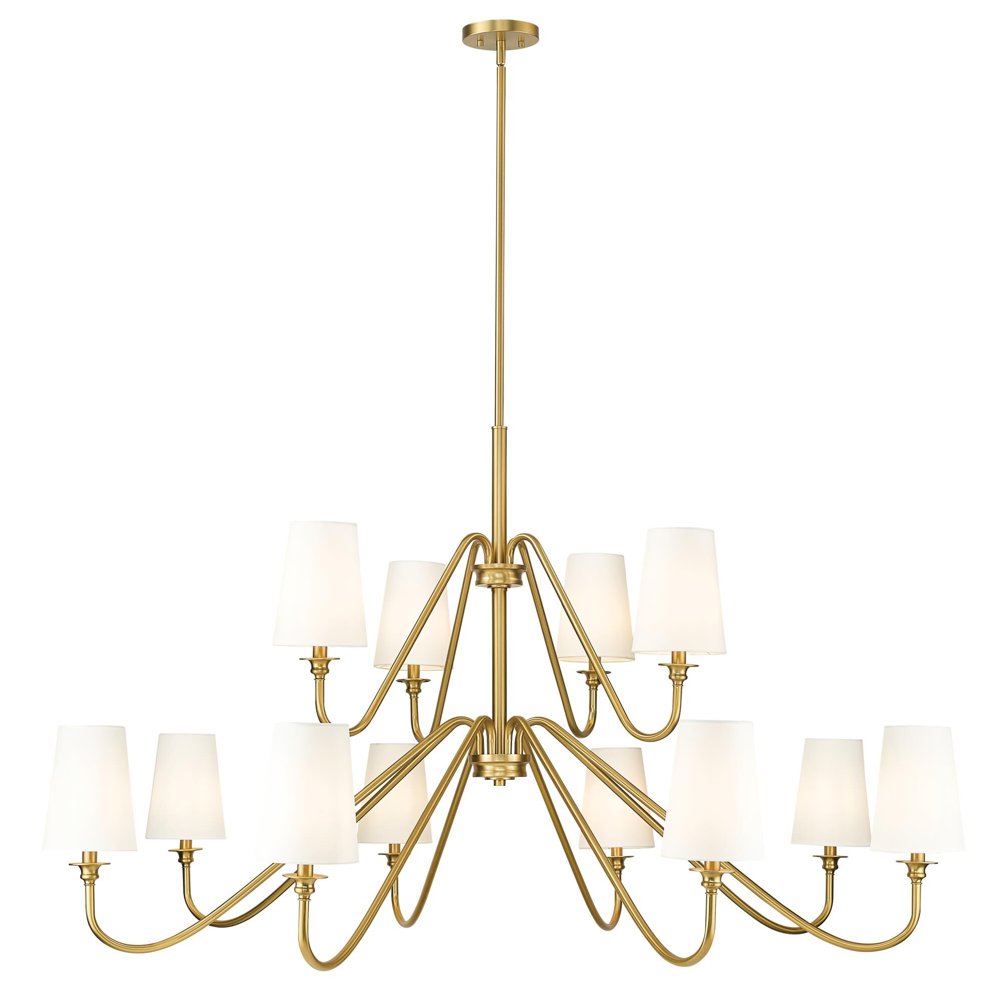 Shown in Modern Gold finish and White glass and White shade