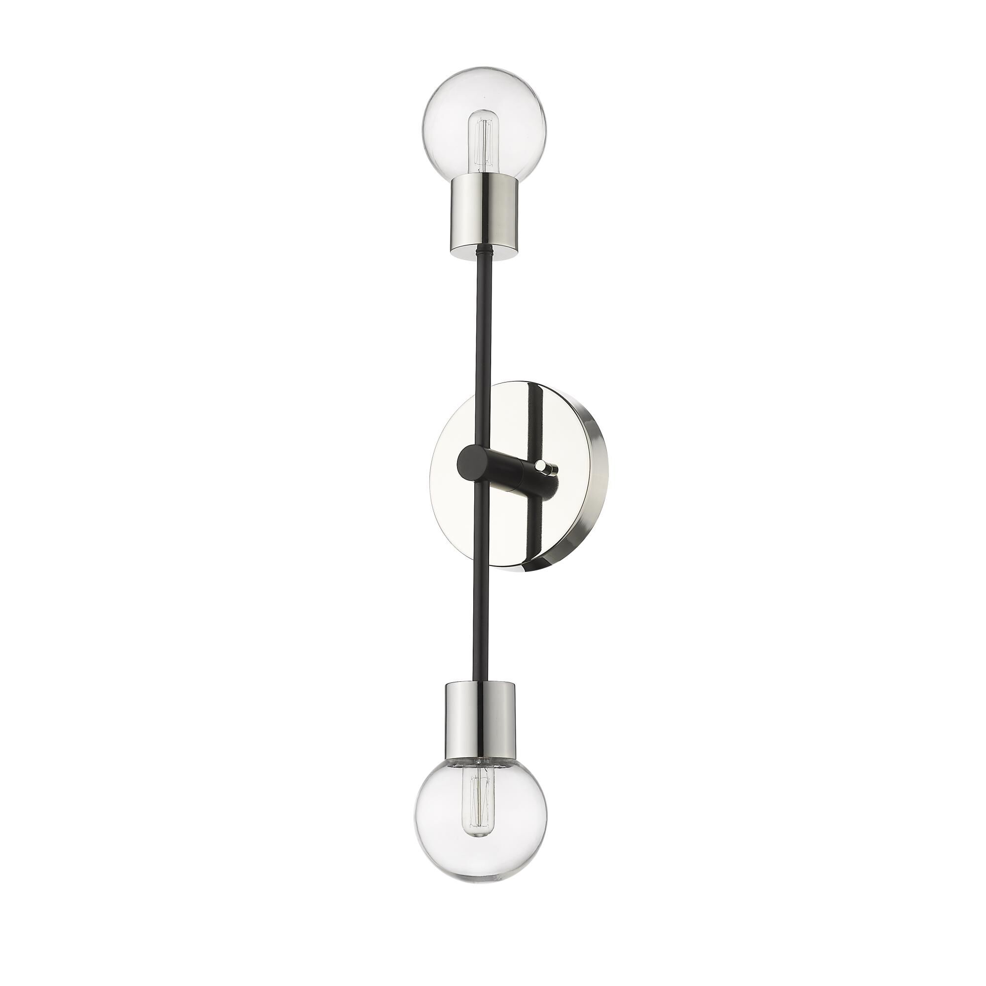 Shown in Matte Black + Polished Nickel finish and Glass shade