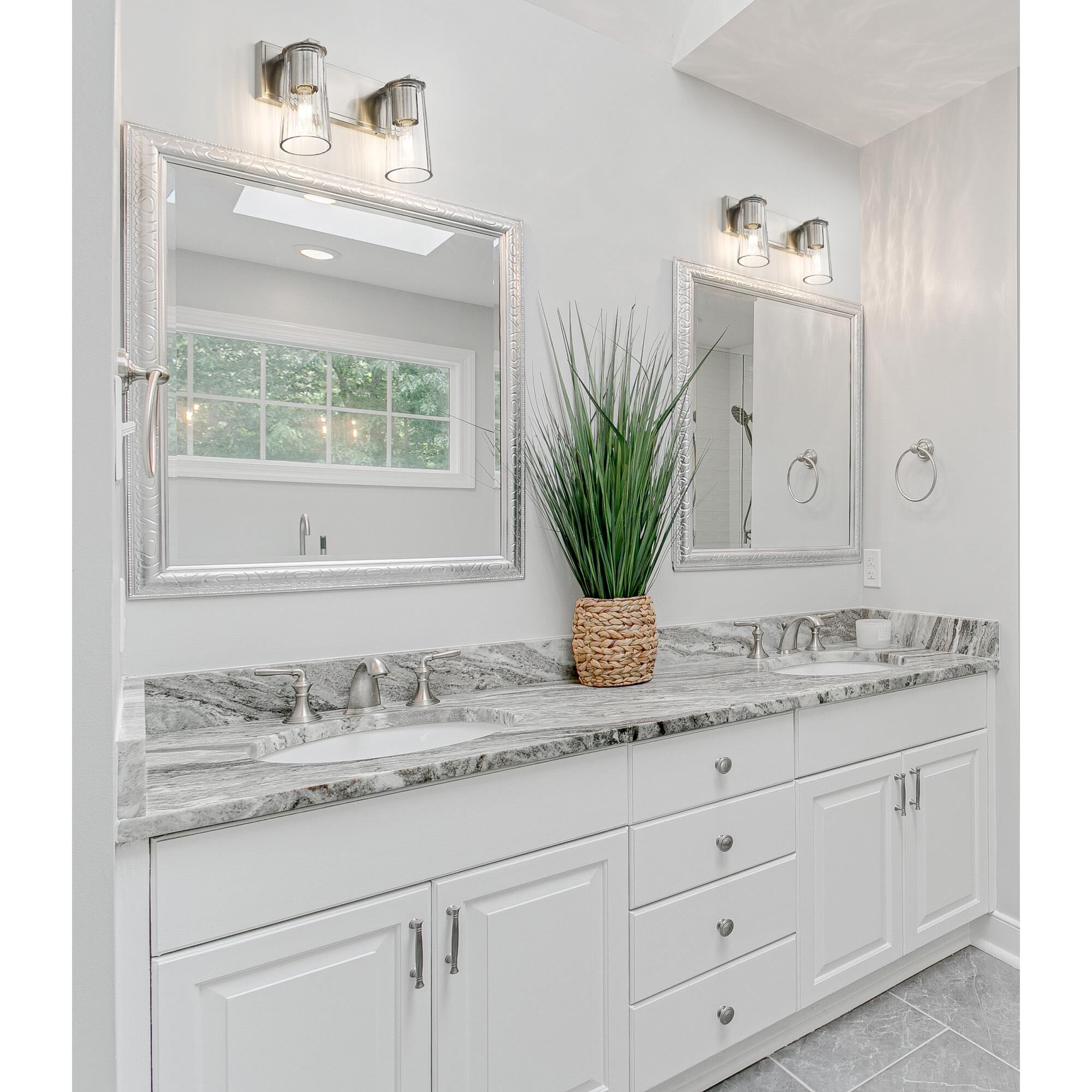 Shown in Brushed Nickel finish and Clear glass and Clear shade