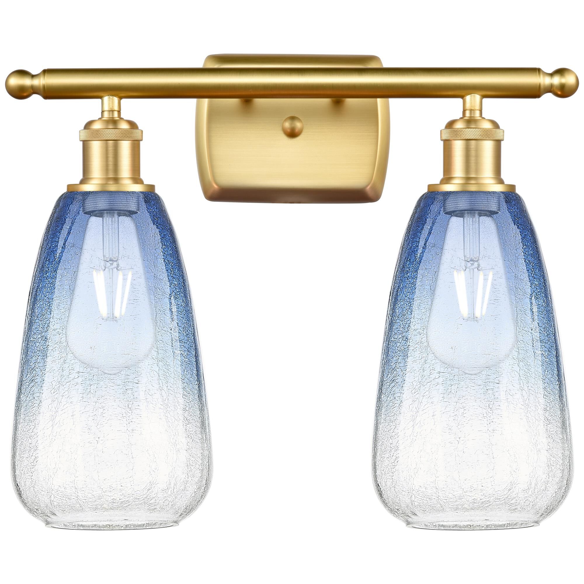Shown in Satin Gold finish and Sapphire Blue glass
