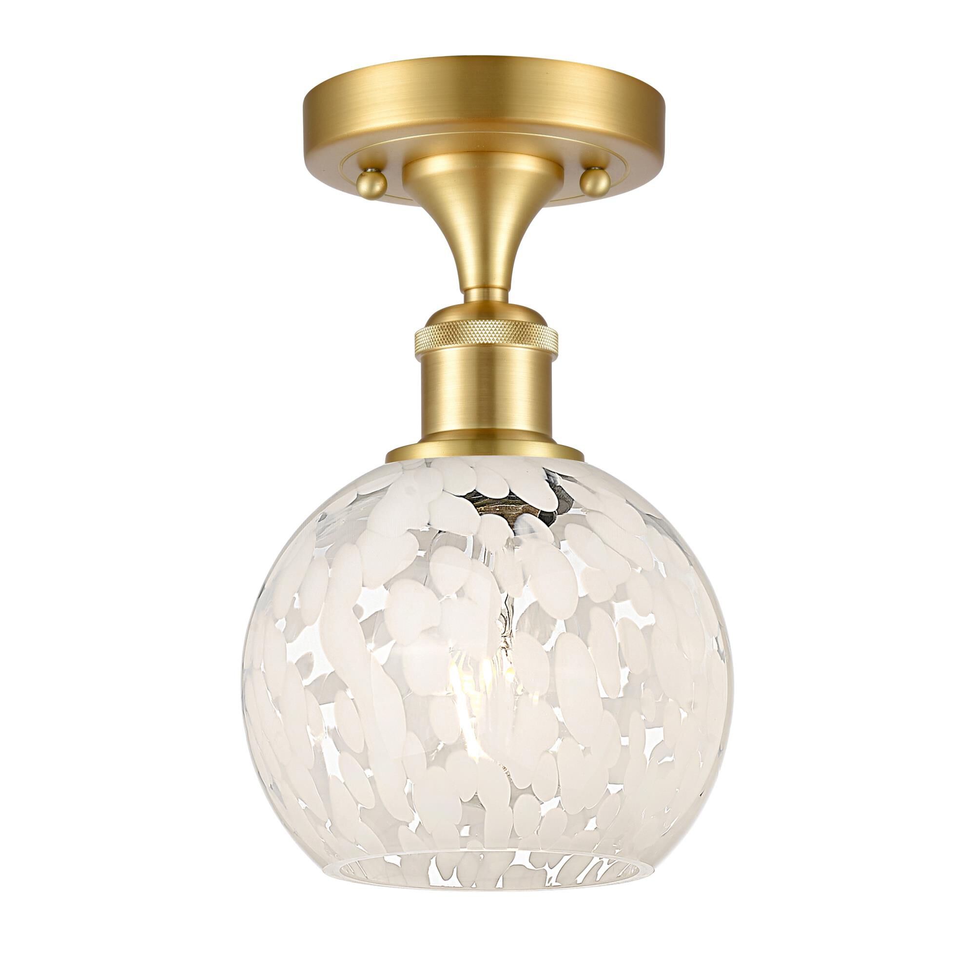 Shown in Satin Gold finish and White Mouchette glass