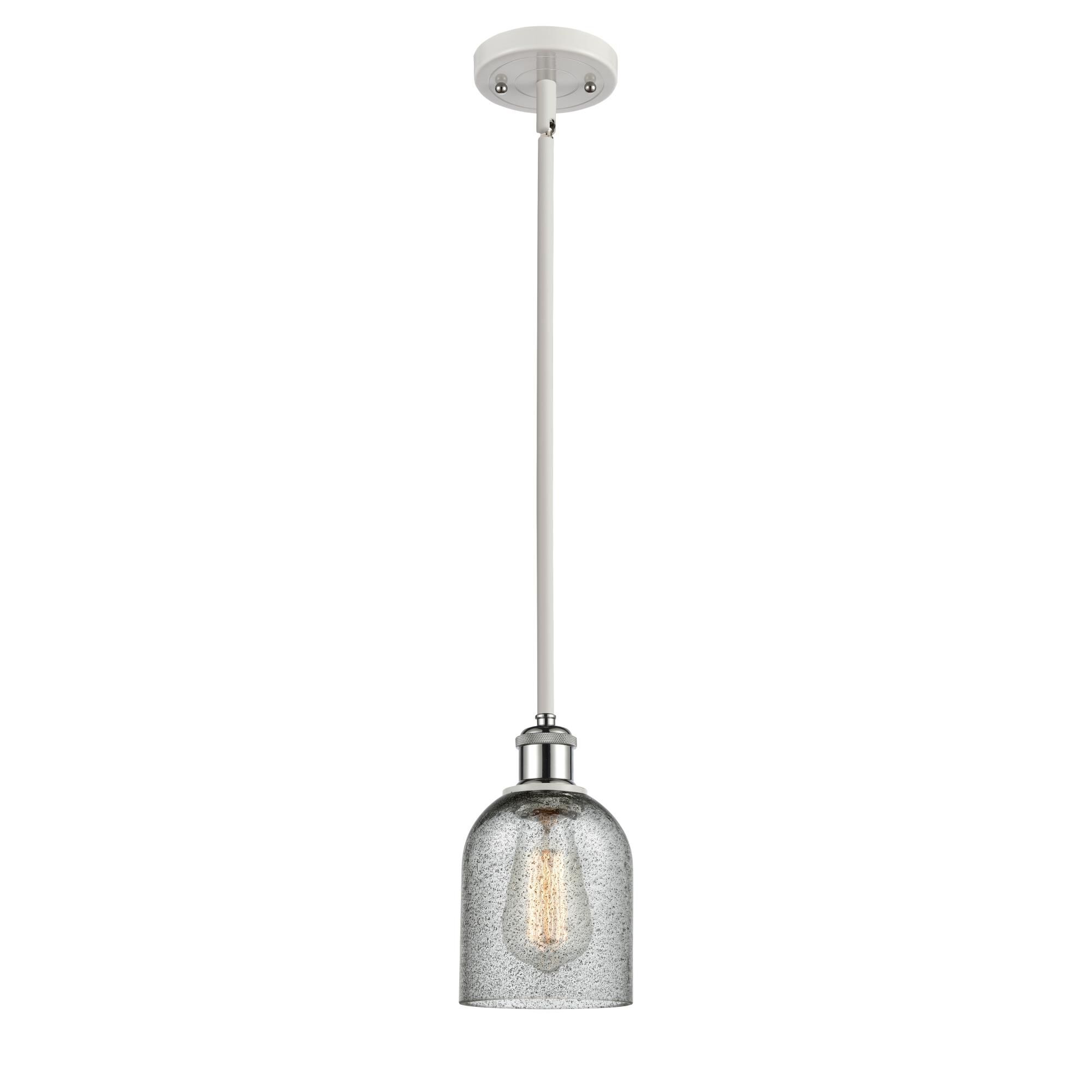 Shown in White And Polished Chrome finish and Bell glass and Glass shade and Polished Chrome accent