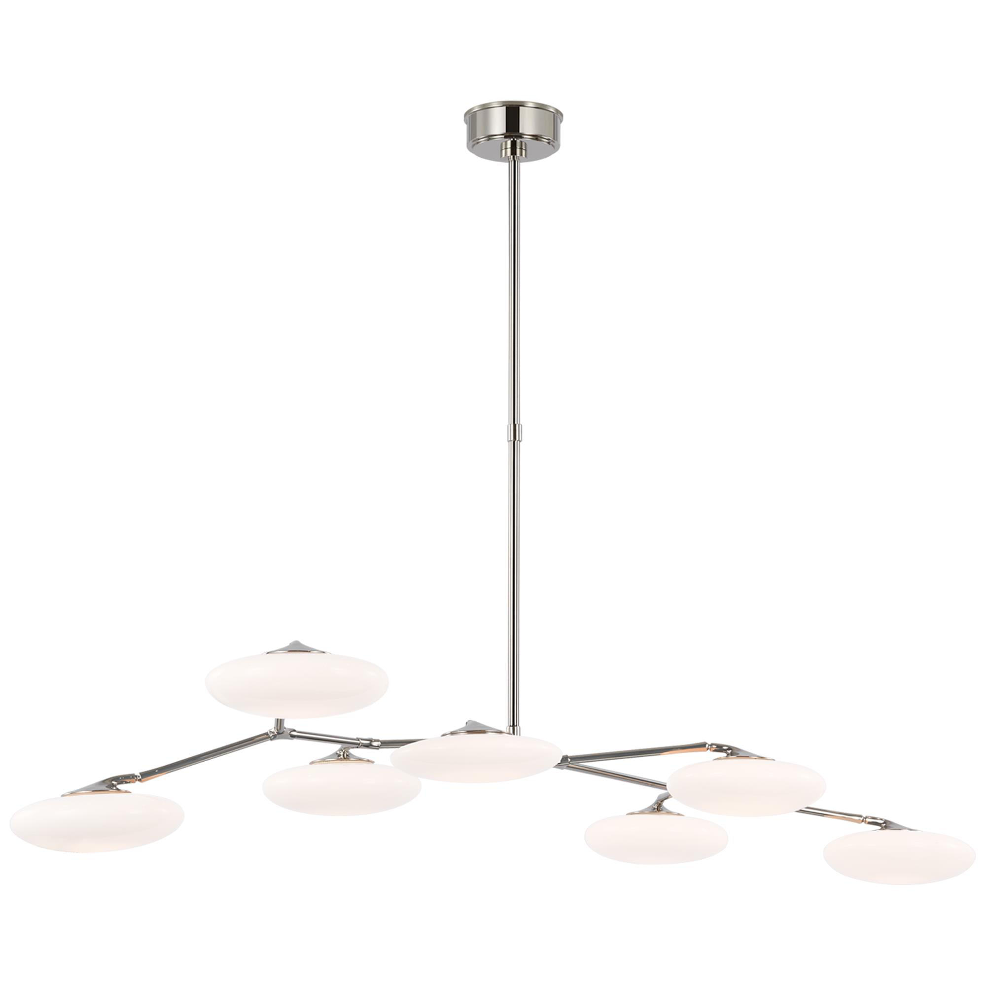 Shown in Polished Nickel finish and White glass