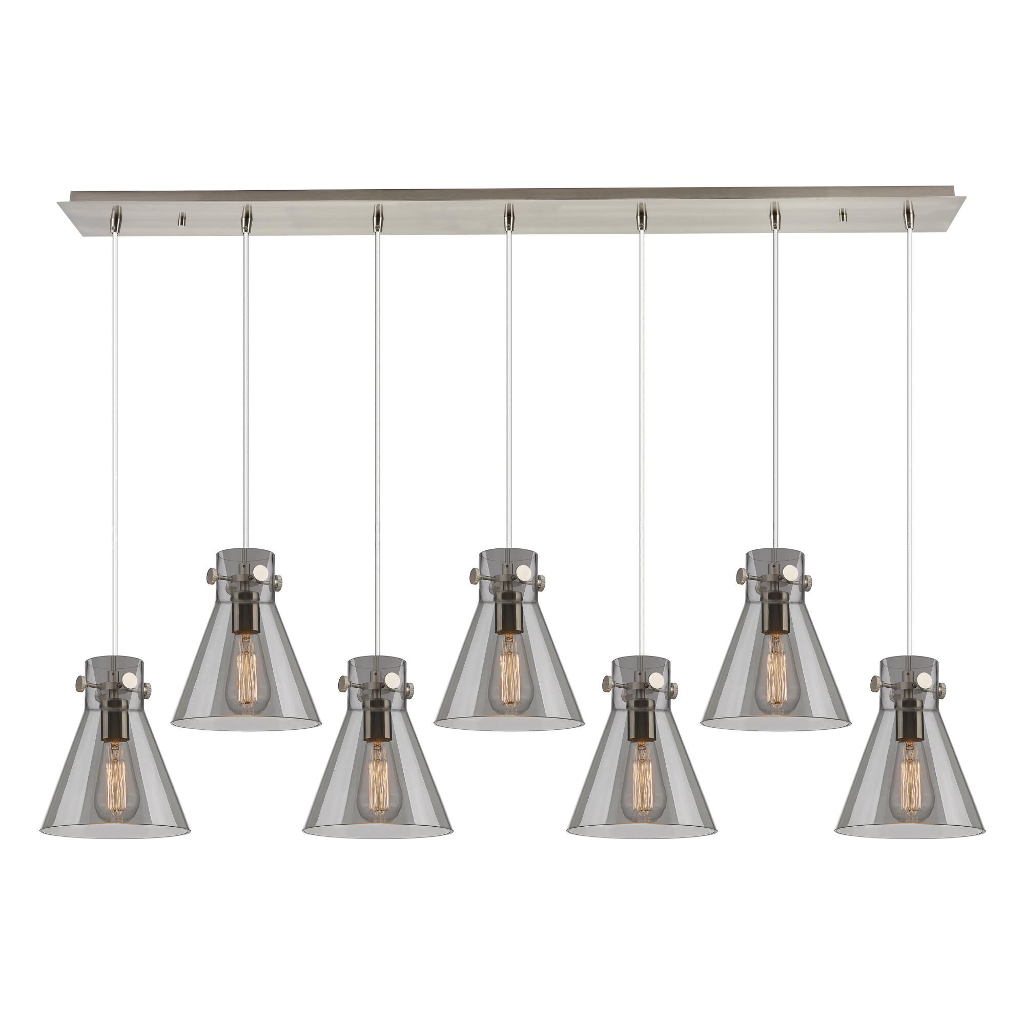 Shown in Brushed Satin Nickel finish and Light Smoke glass and Light Smoke Glass shade
