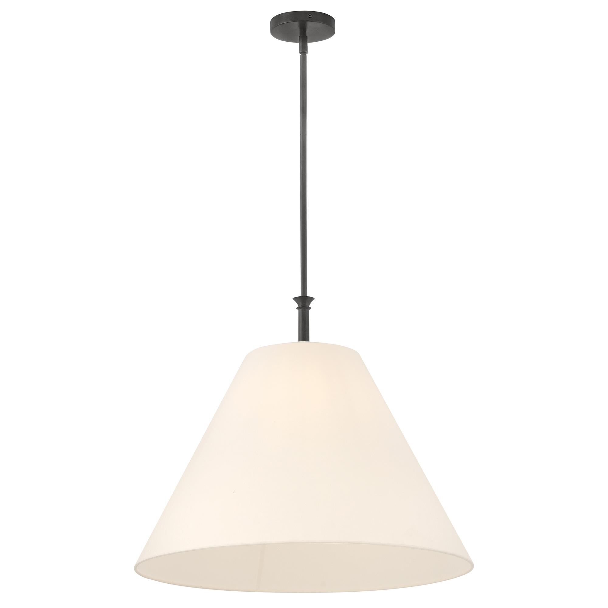 Shown in Blackened Brass finish and Off-White Linen shade