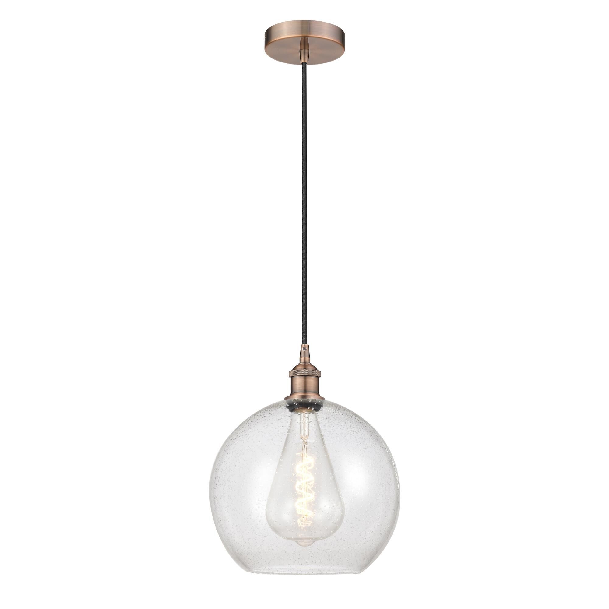 Shown in Antique Copper finish and Seedy glass