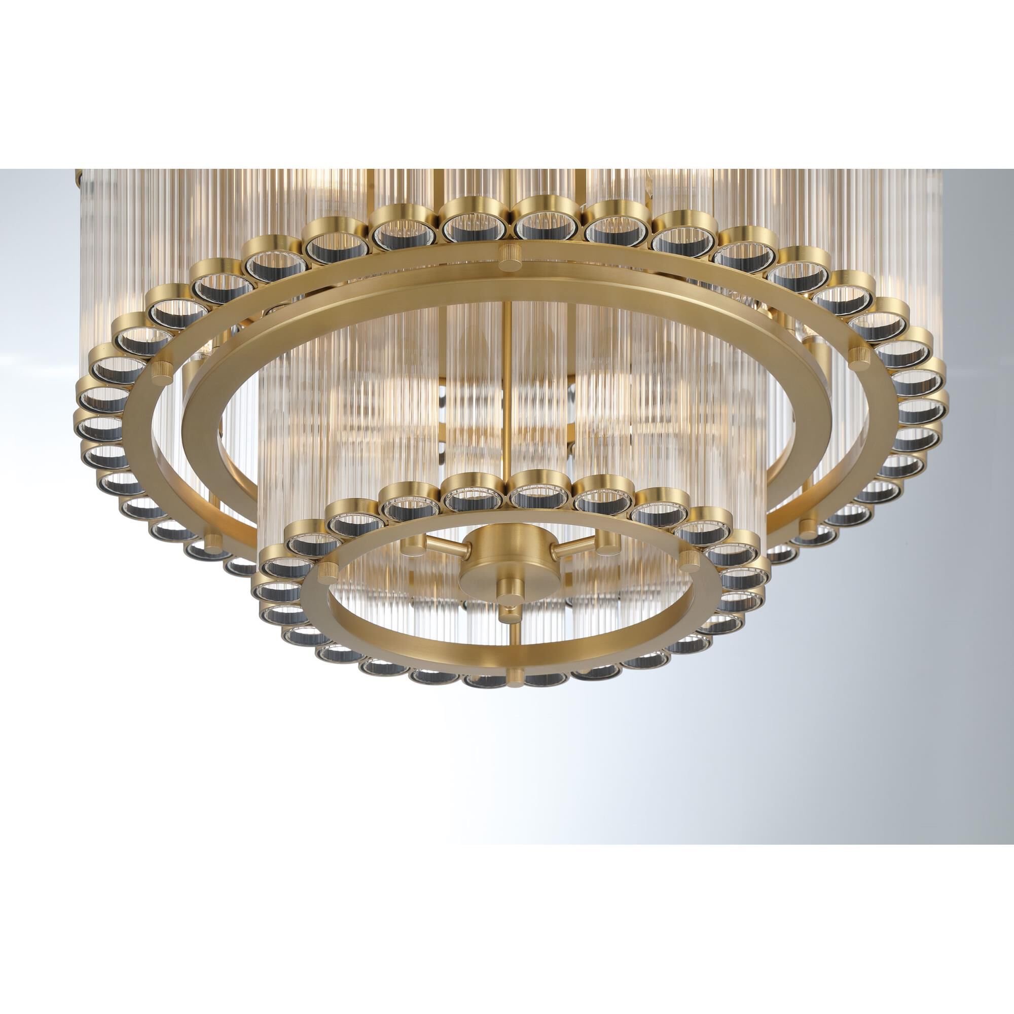 Shown in Gold finish and Ribbed glass