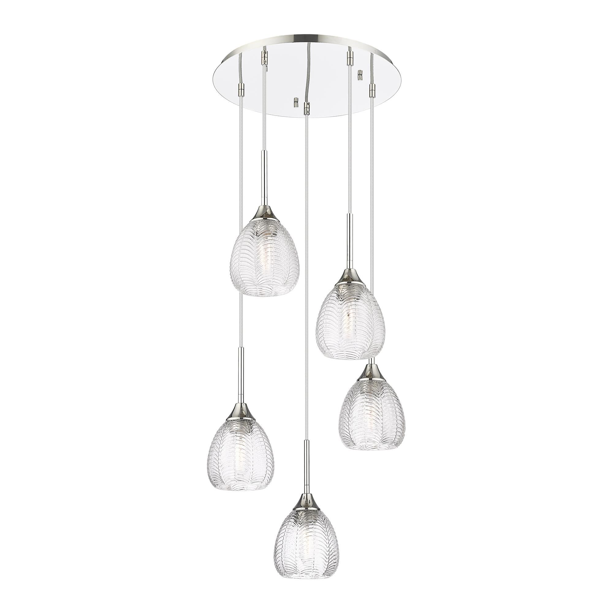 Shown in Polished Nickel finish and Clear shade