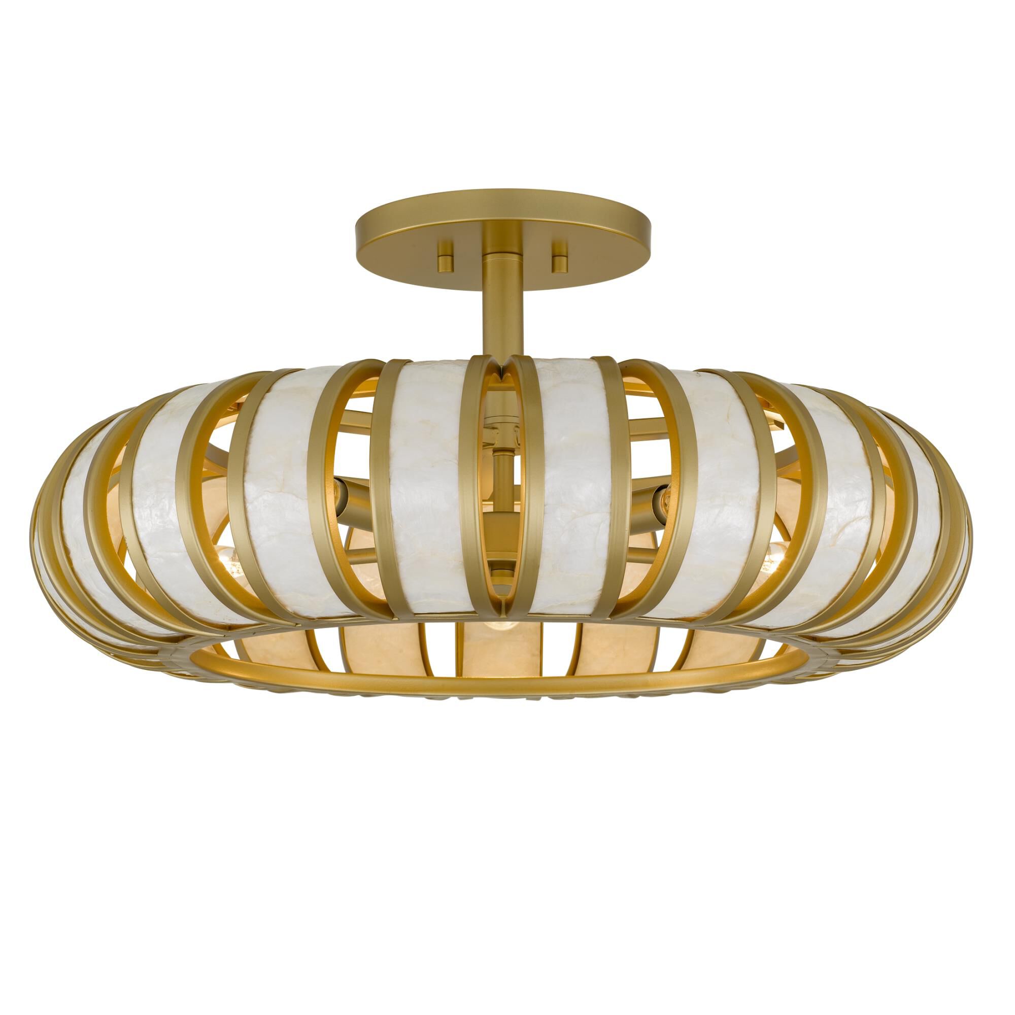 Shown in Soft Gold finish and Capiz Shell shade