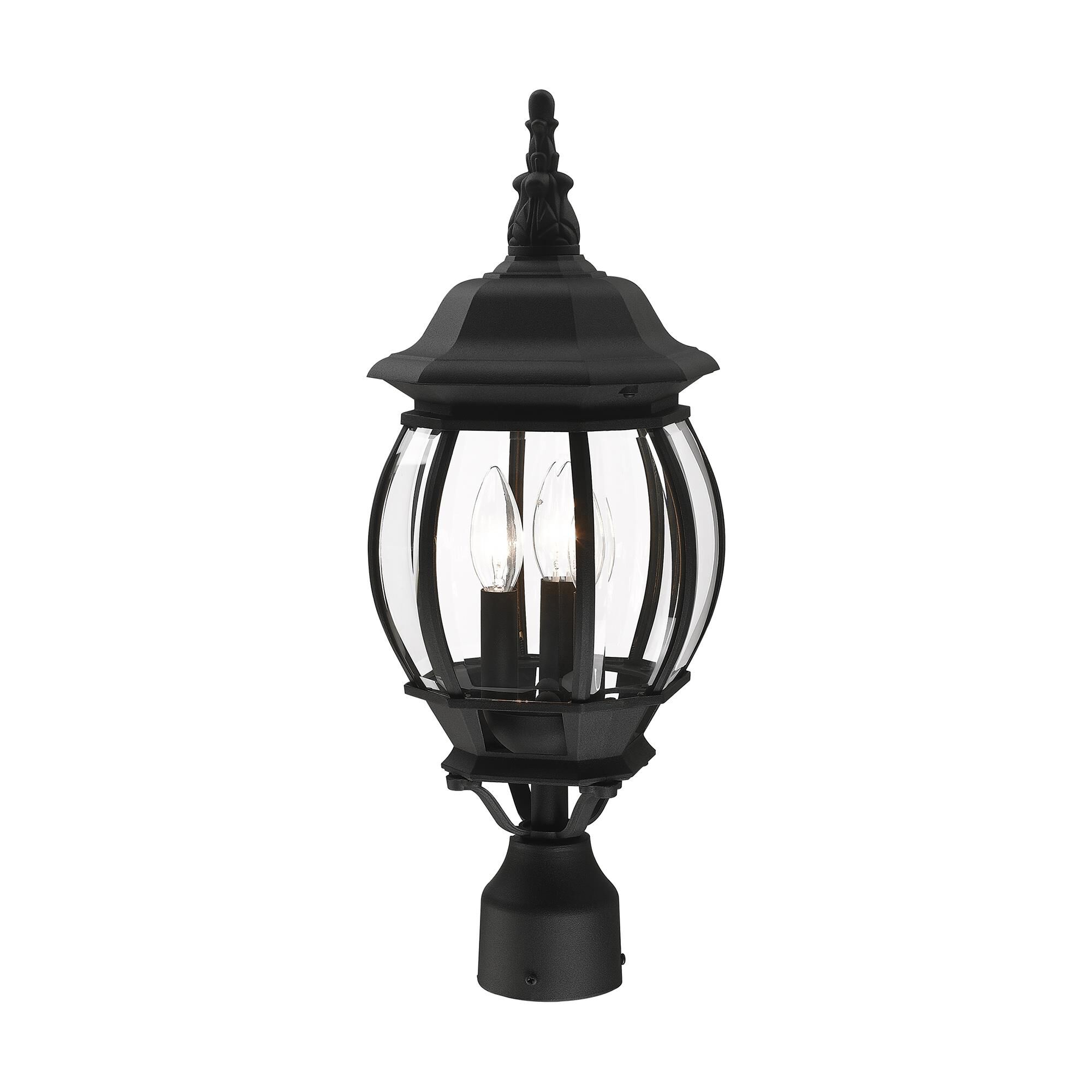 Shown in Textured Black finish and Clear Beveled glass and Clear Beveled Glass shade