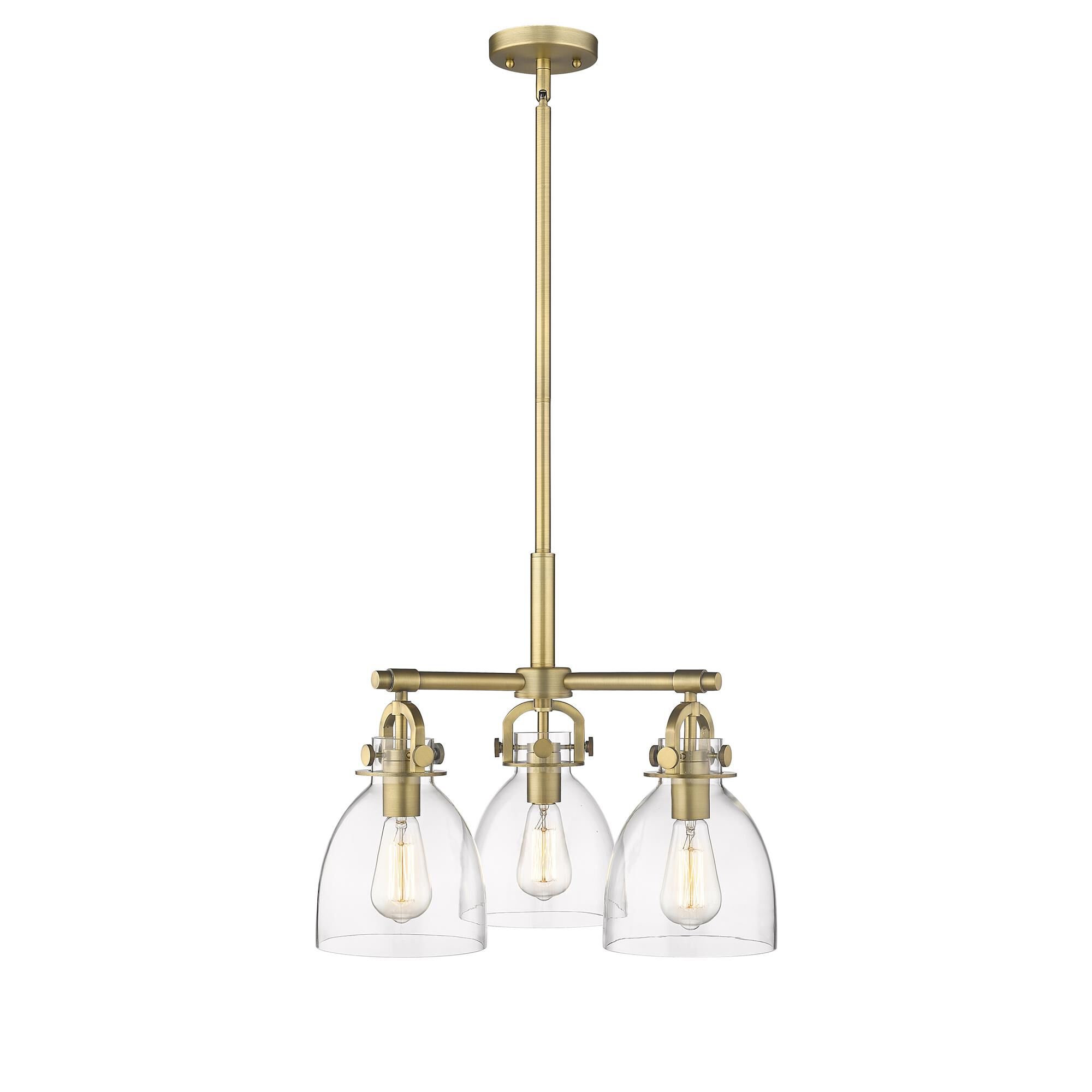 Shown in Brushed Brass finish and Clear glass