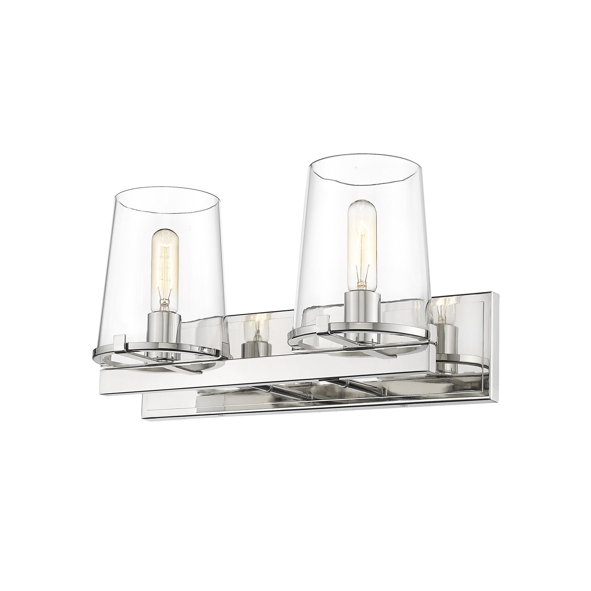 Shown in Polished Nickel finish and Glass shade