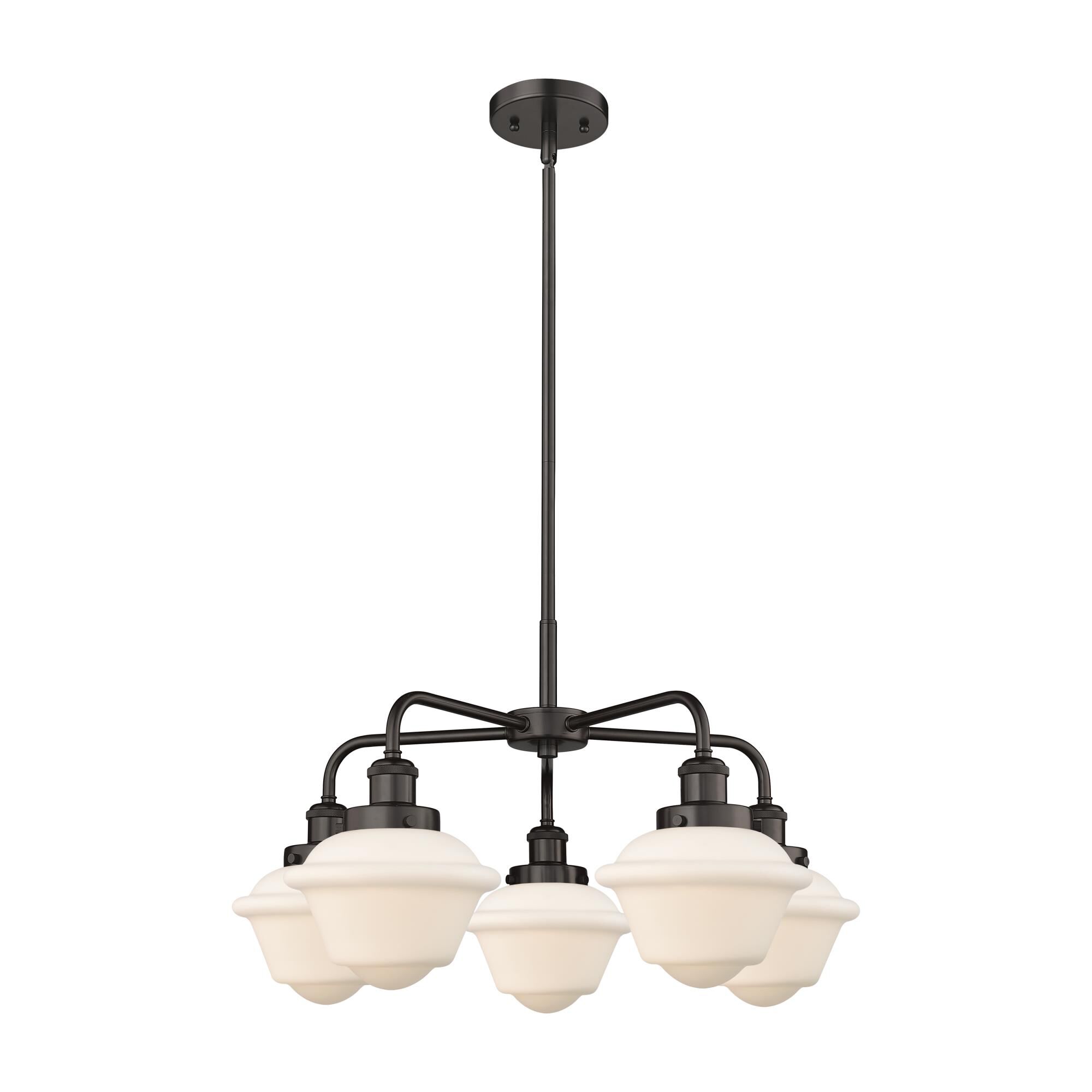 Shown in Oil Rubbed Bronze finish and Matte White glass