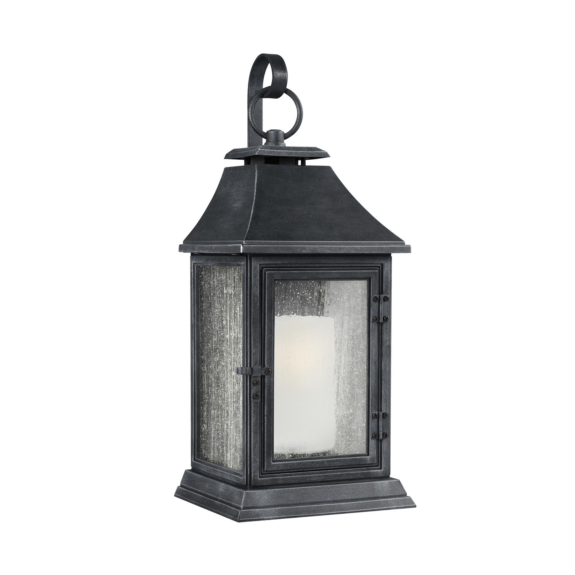Shown in Dark Weathered Zinc finish and Opal Etched glass