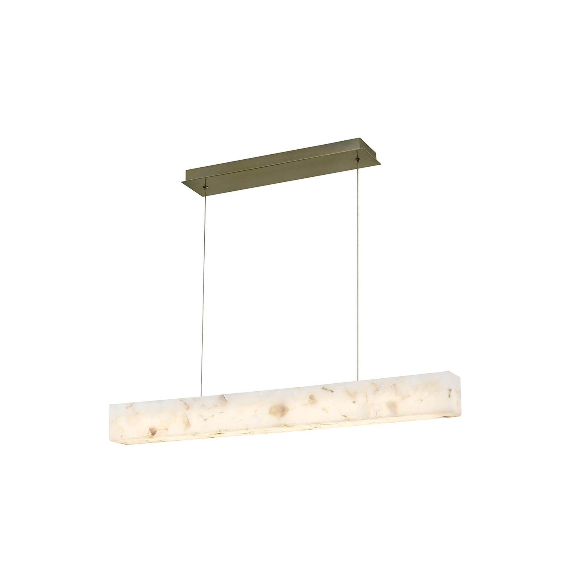 Shown in Brushed Brass finish and Alabaster Rocks shade