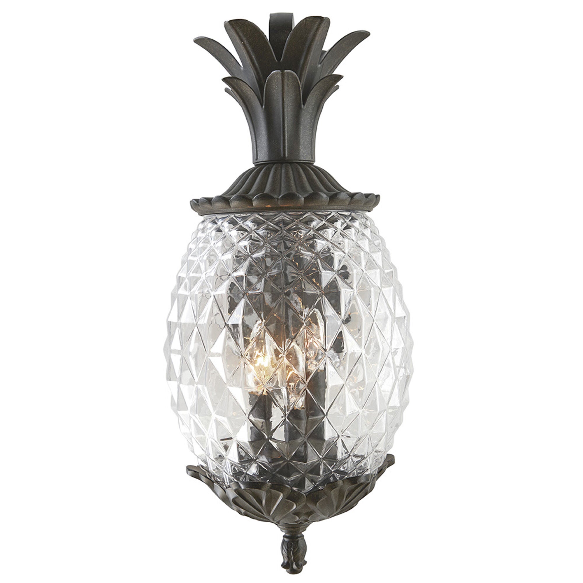 Shown in Black Coral finish and Clear Pineapple glass