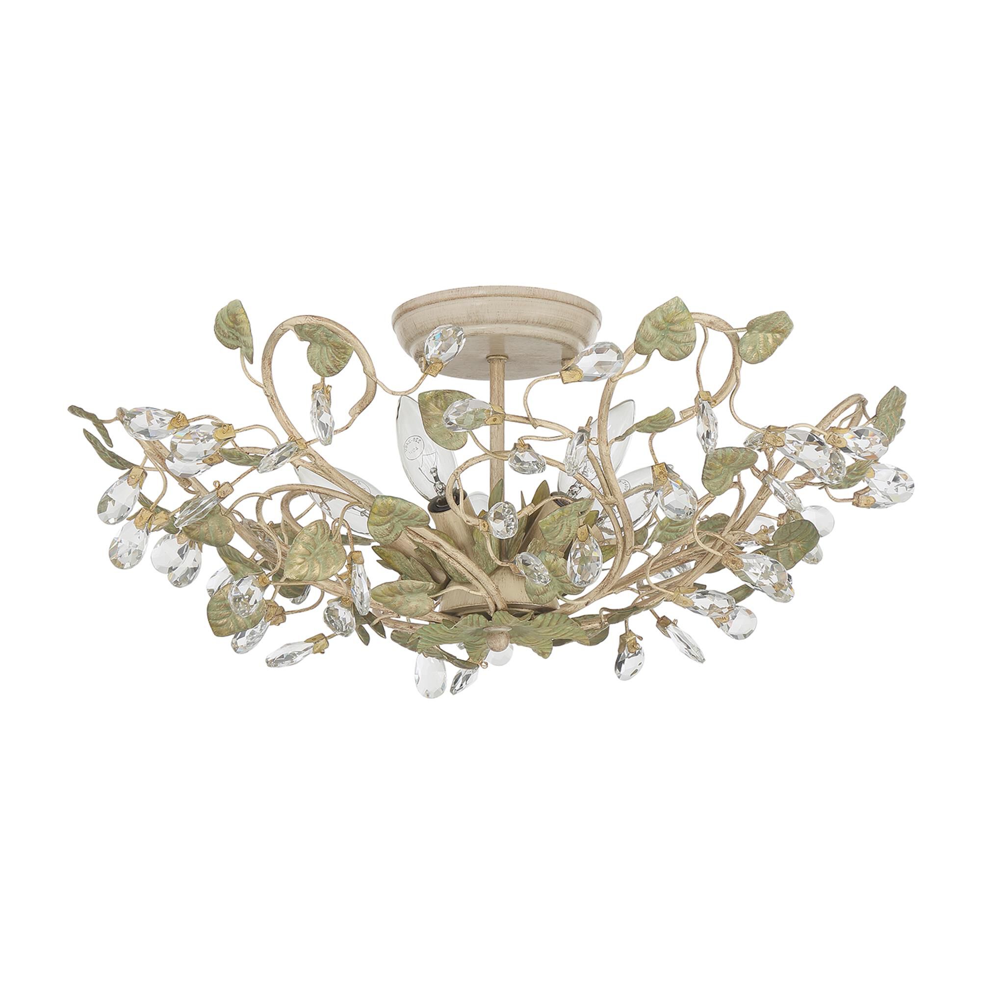Shown in Champagne Green Tea finish and Clear Hand Cut crystal