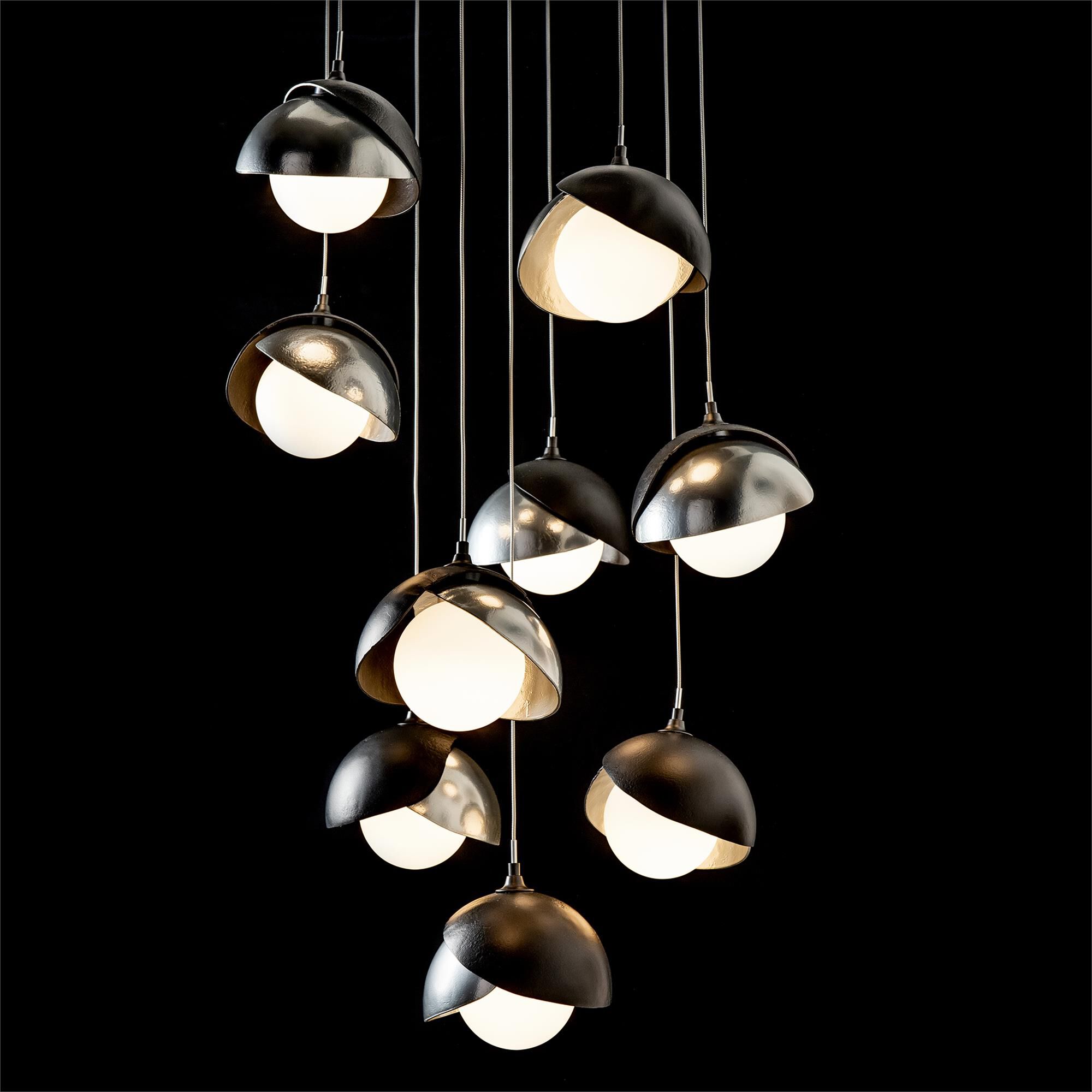 Shown in Black finish and Opal glass and Sterling accent