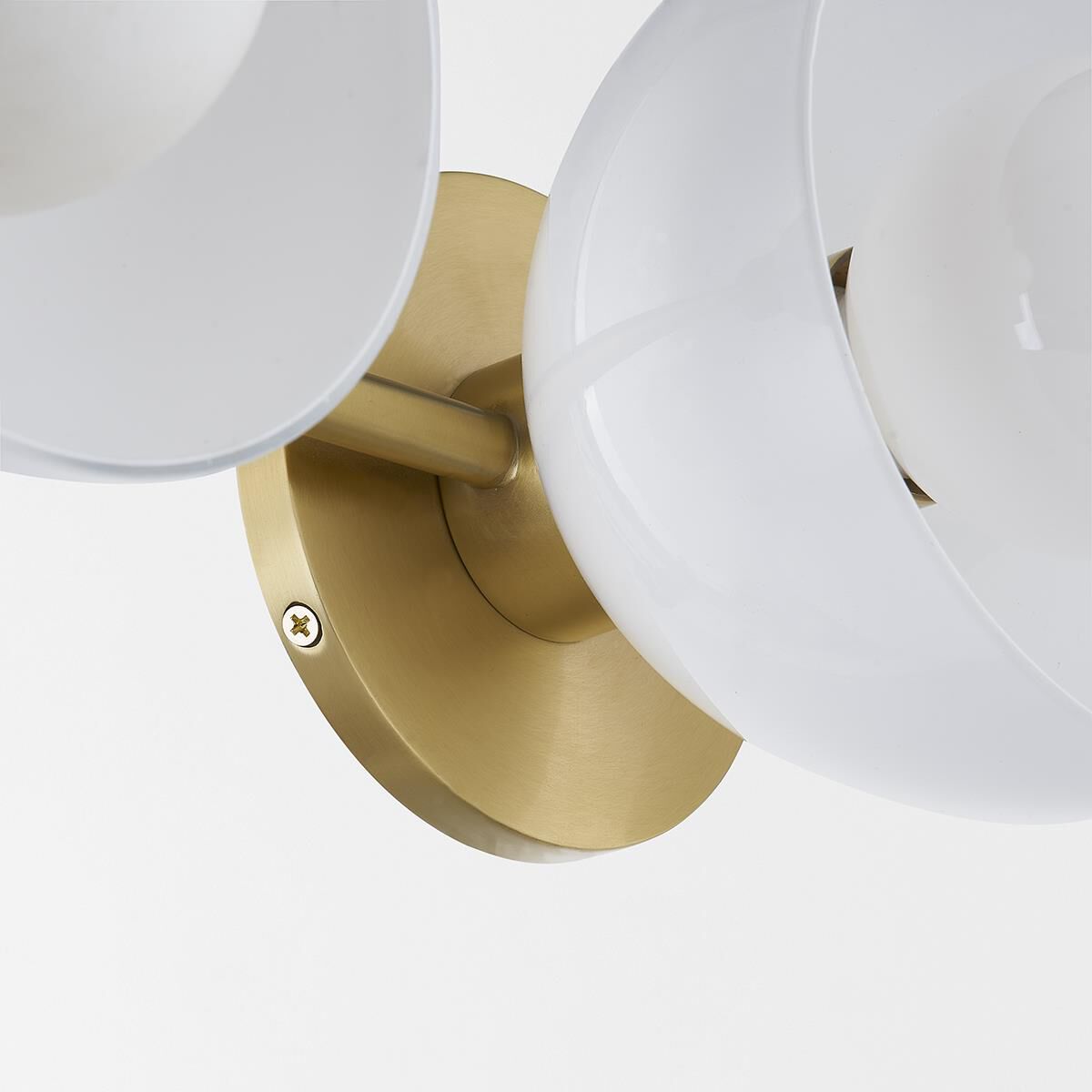 Shown in Aged Brass finish and Opal Glossy glass