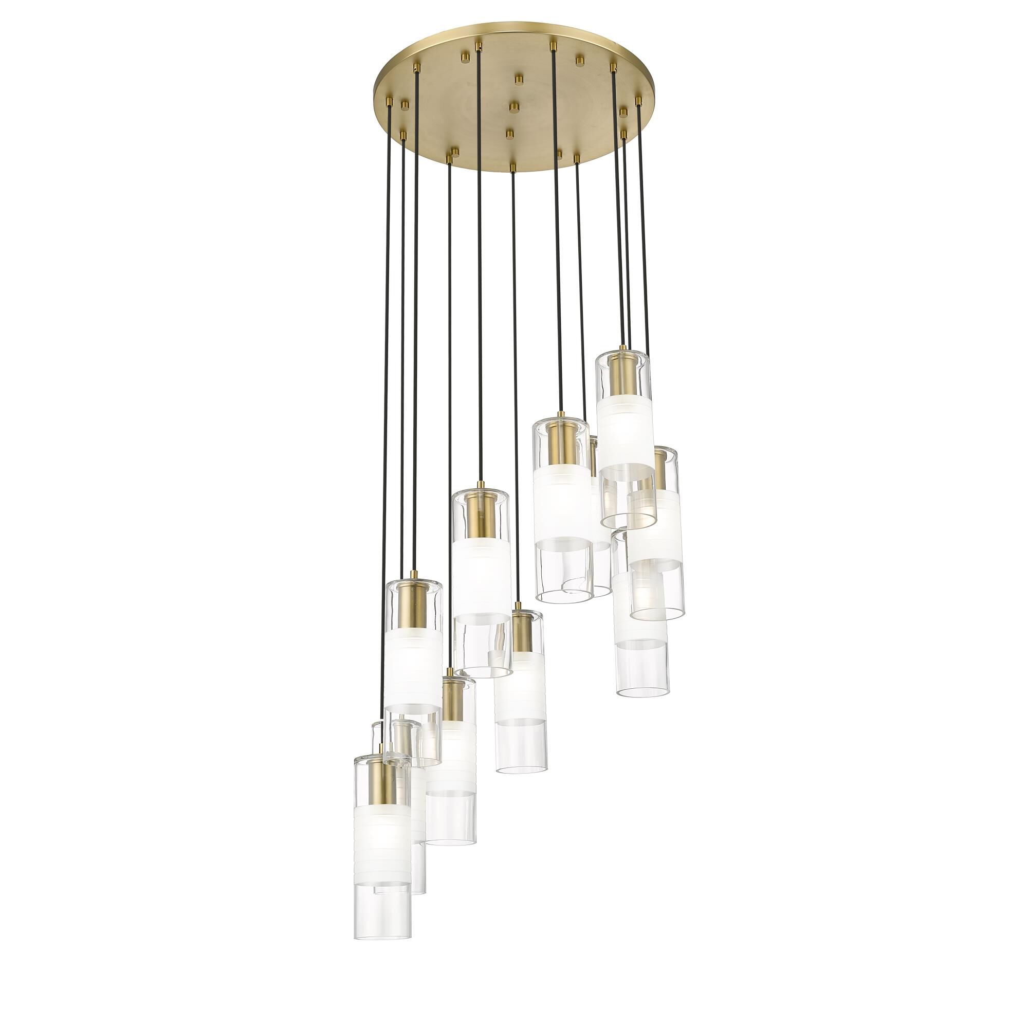 Shown in Modern Gold finish and Clear+frosted glass and Clear+frosted shade