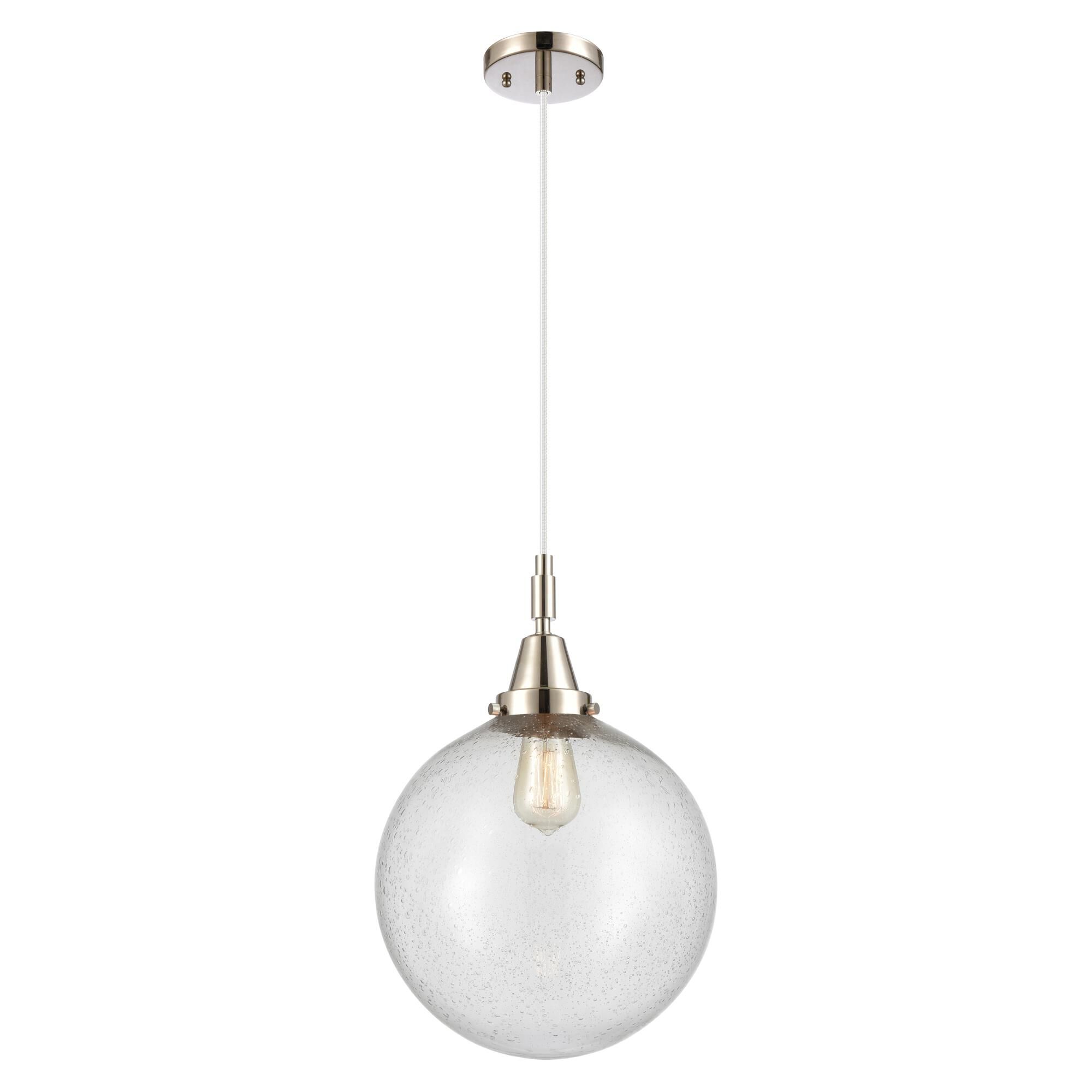 Shown in Polished Nickel finish and Seedy glass