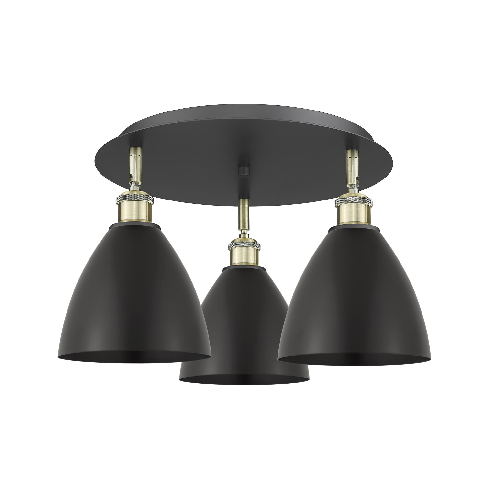 Shown in Black Antique Brass finish and Matte Black shade
