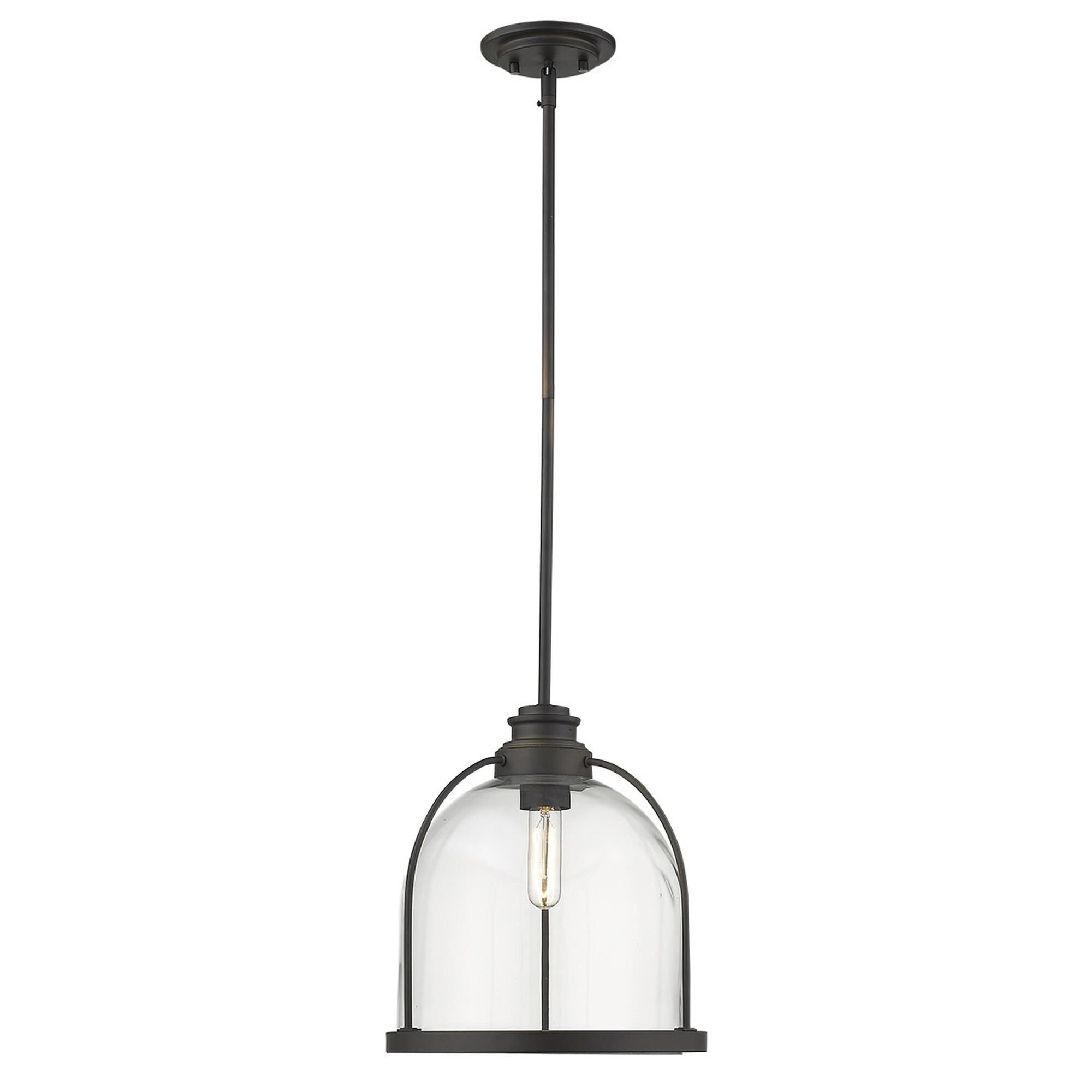 Shown in Oil-Rubbed Bronze finish and Clear glass and Clear, Dome Shaped Glass Globe shade