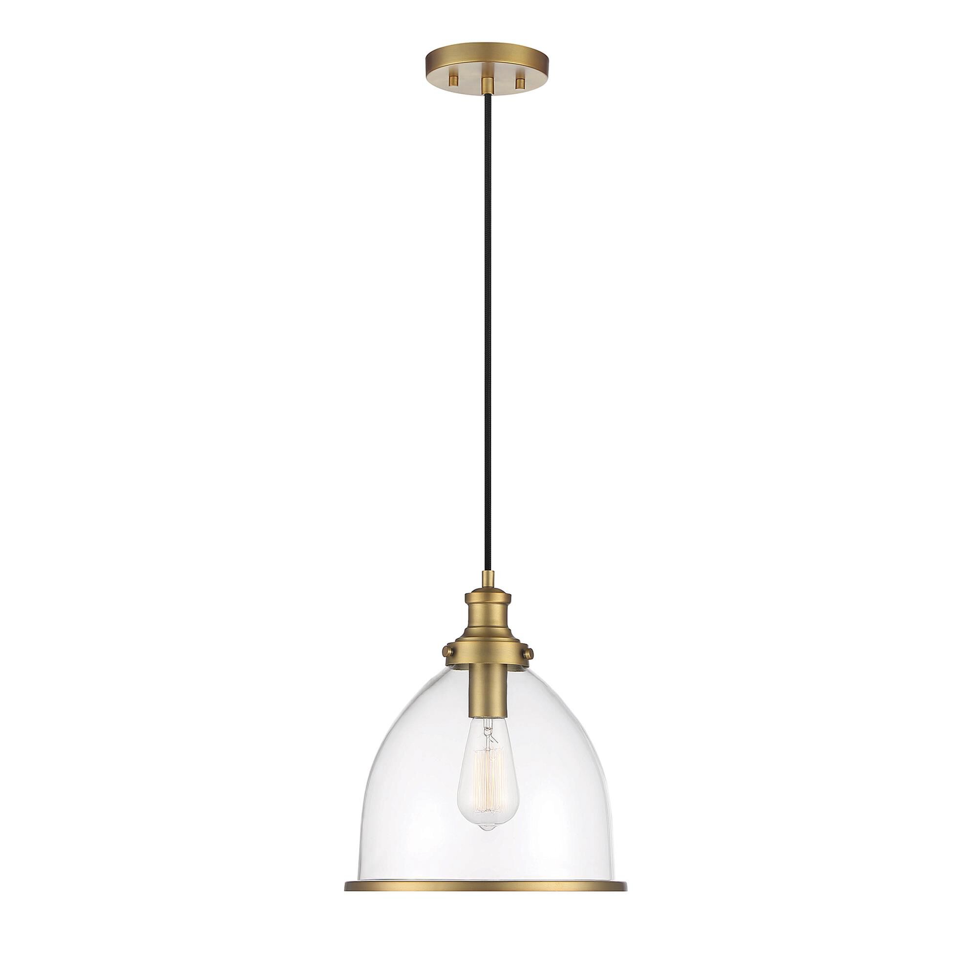 Shown in Natural Brass finish and Clear glass