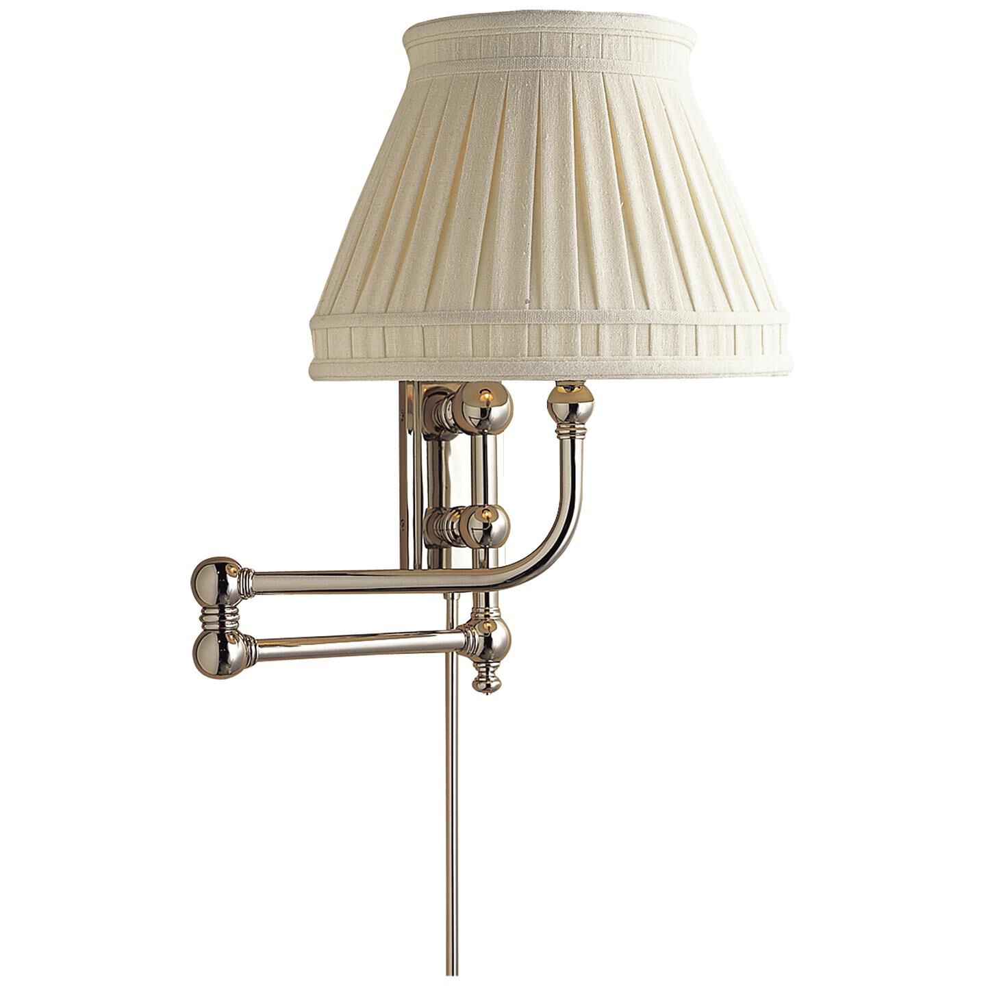 Shown in Polished Nickel finish and Linen Collar shade
