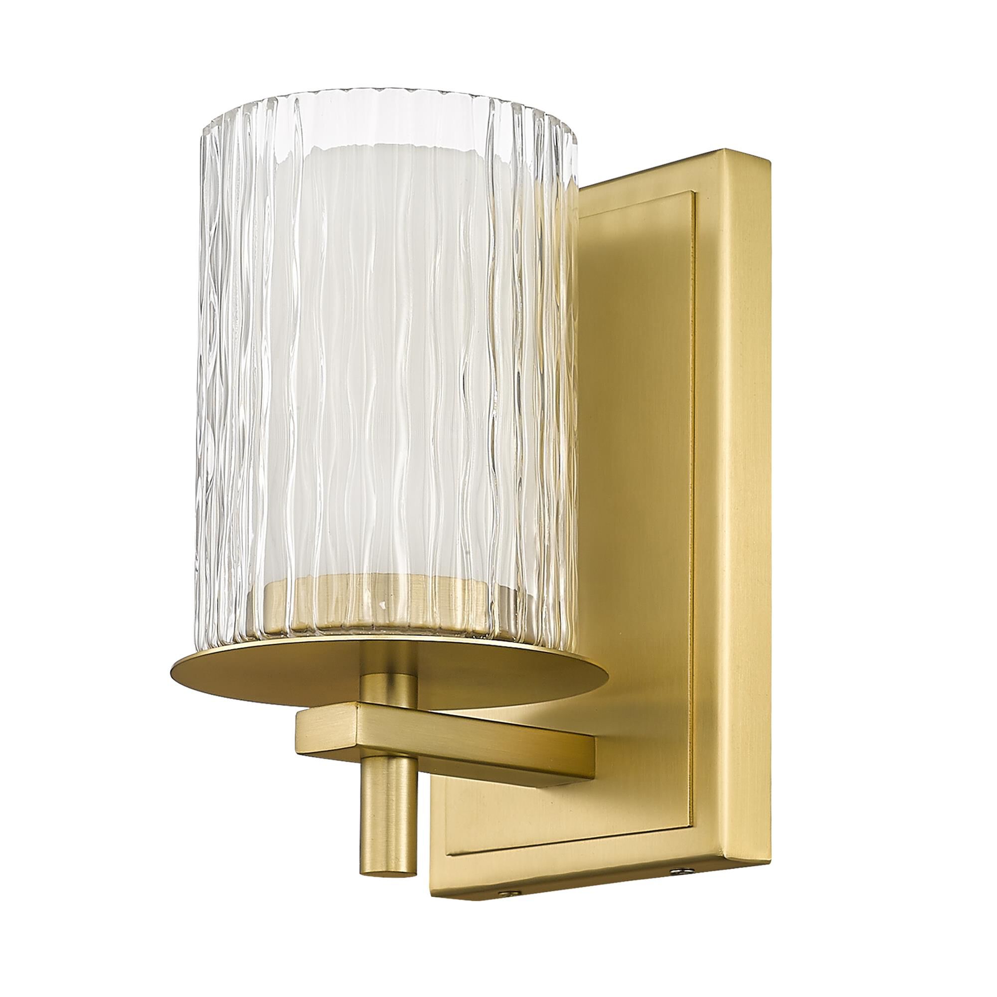 Shown in Modern Gold finish and Clear and Etched Opal glass