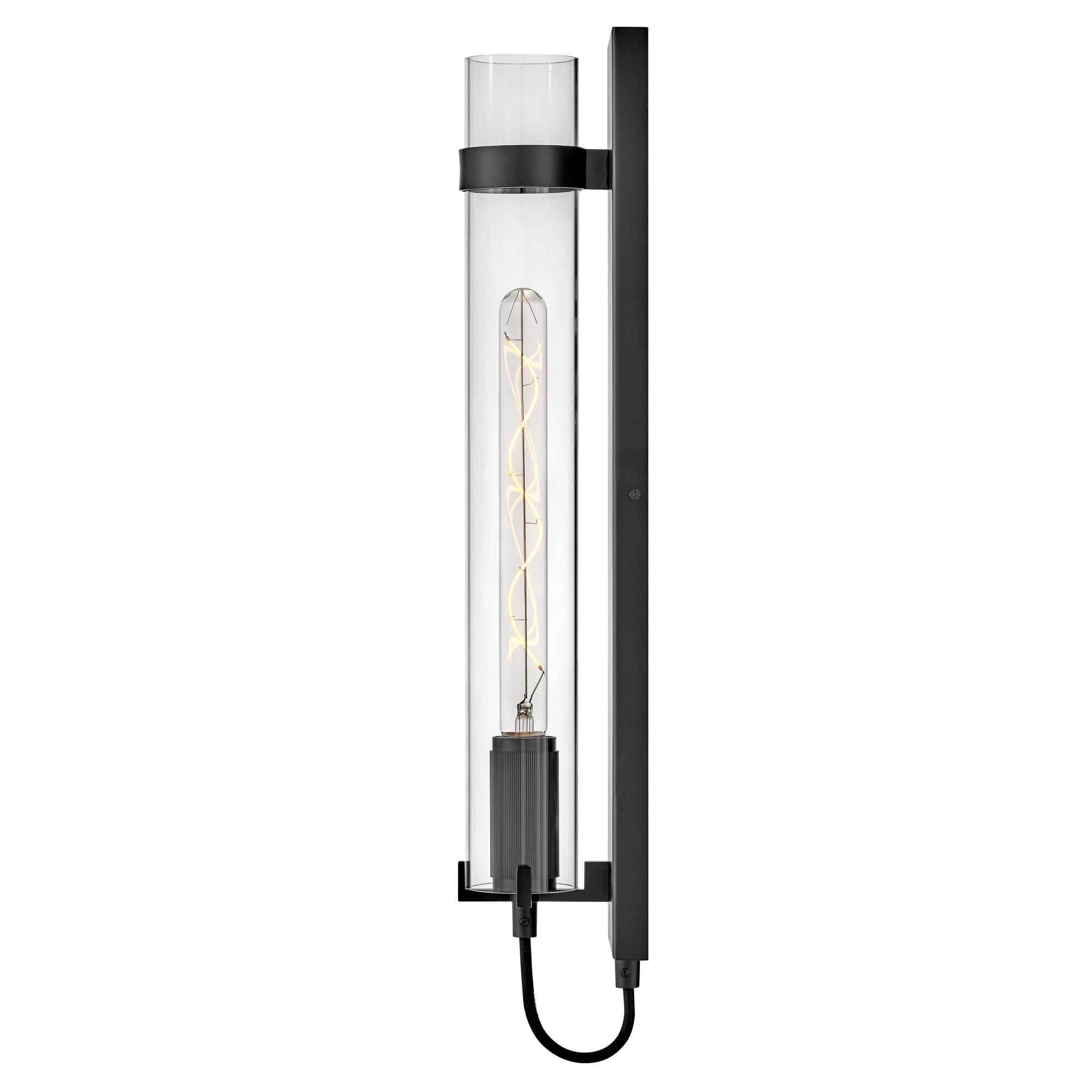 Shown in Black finish and Clear glass