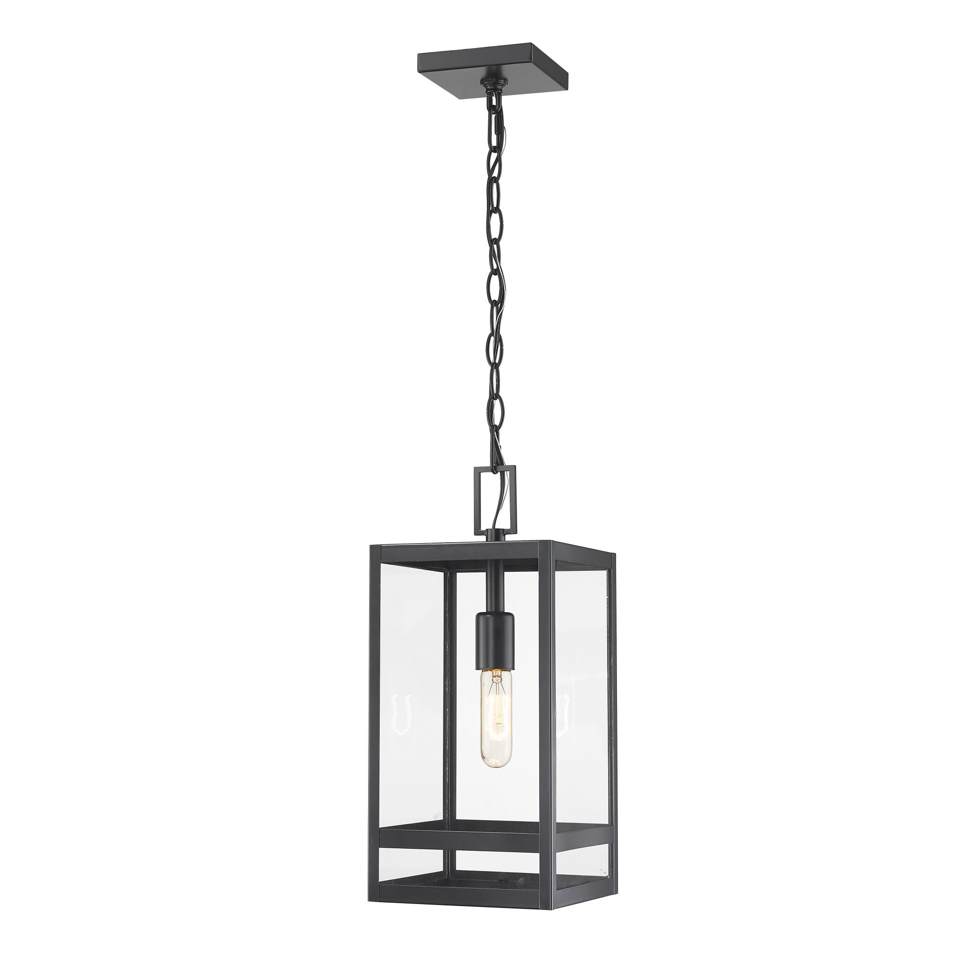 Shown in Black finish and Glass shade