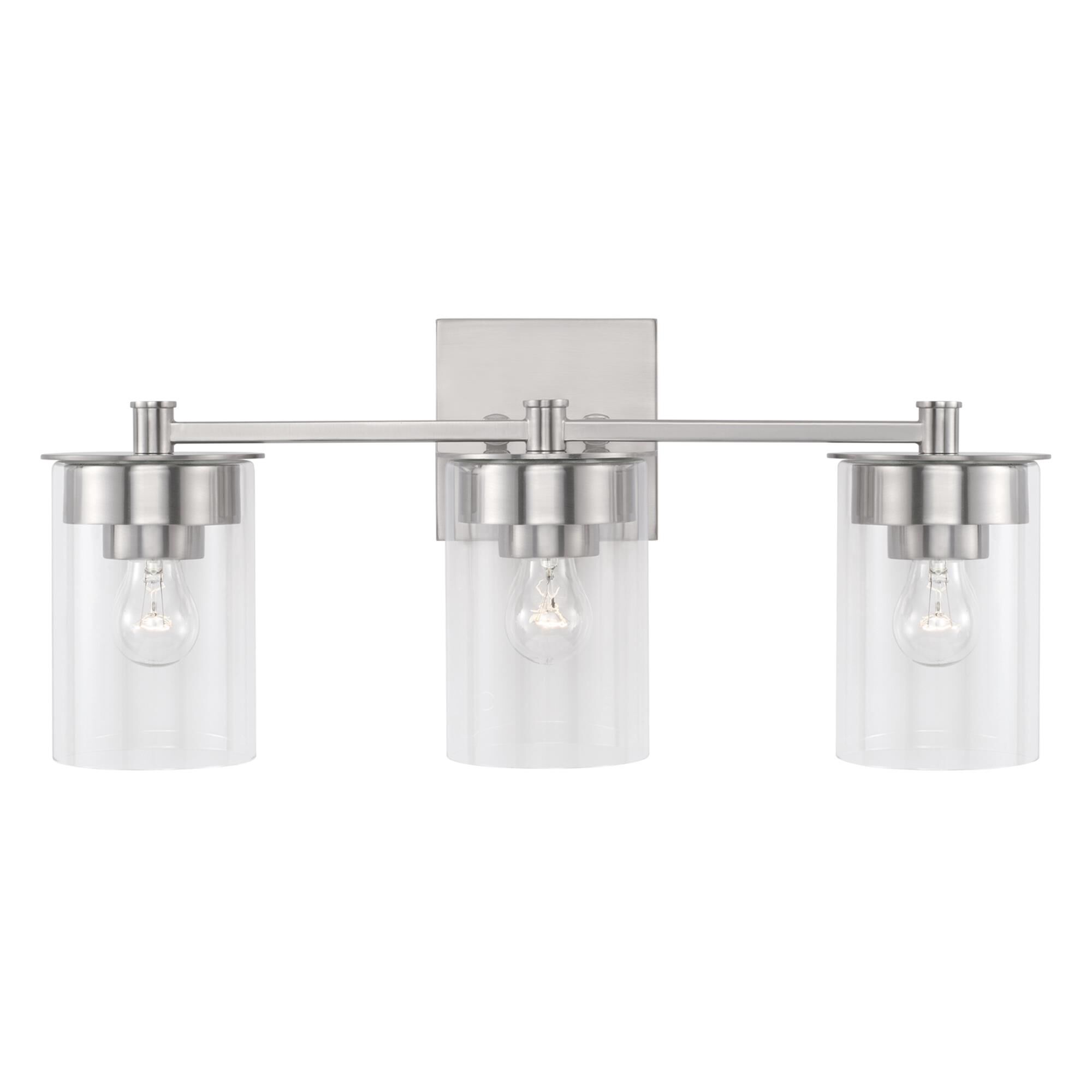 Shown in Brushed Nickel finish and Clear glass