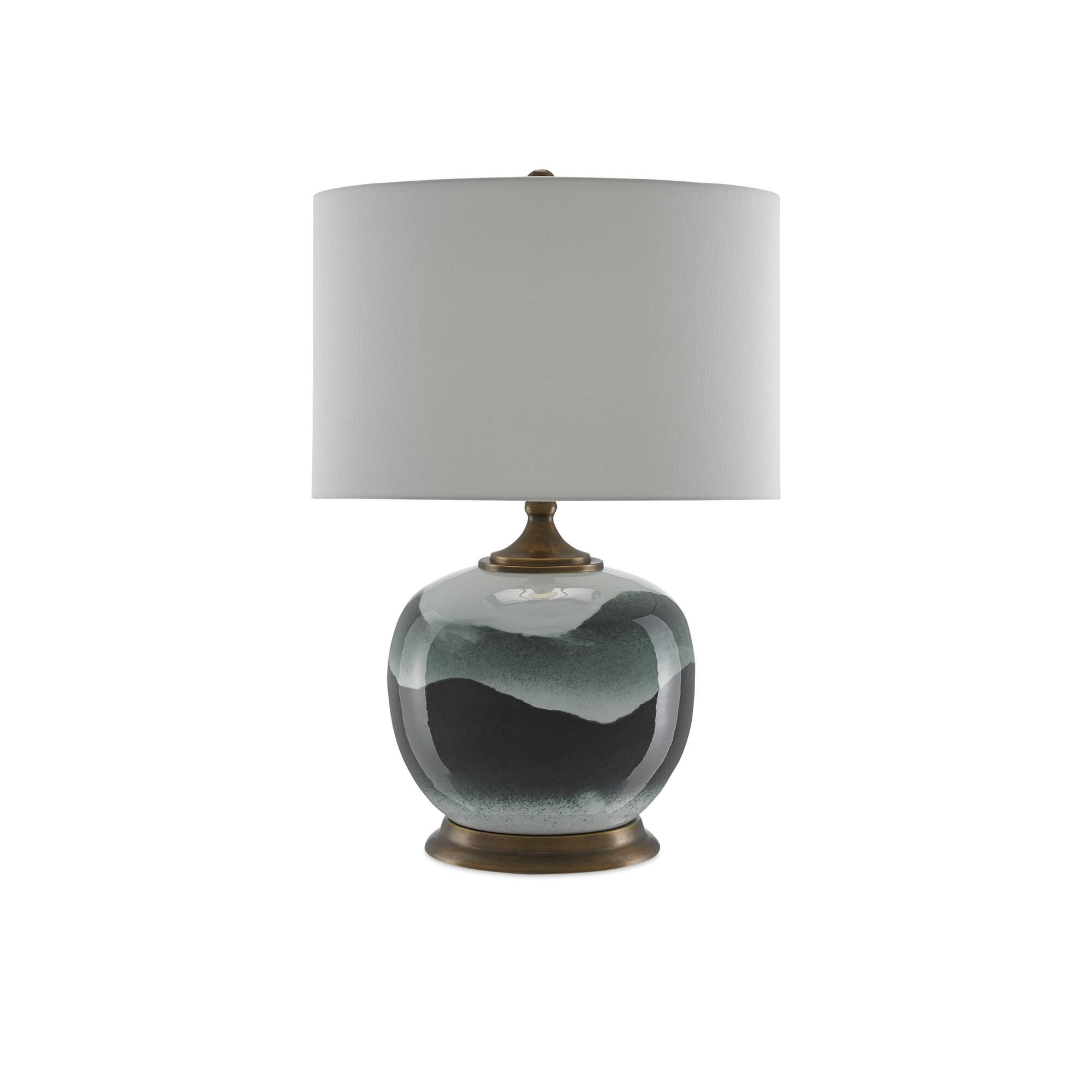 Shown in White/Green/Antique Brass finish and Included shade