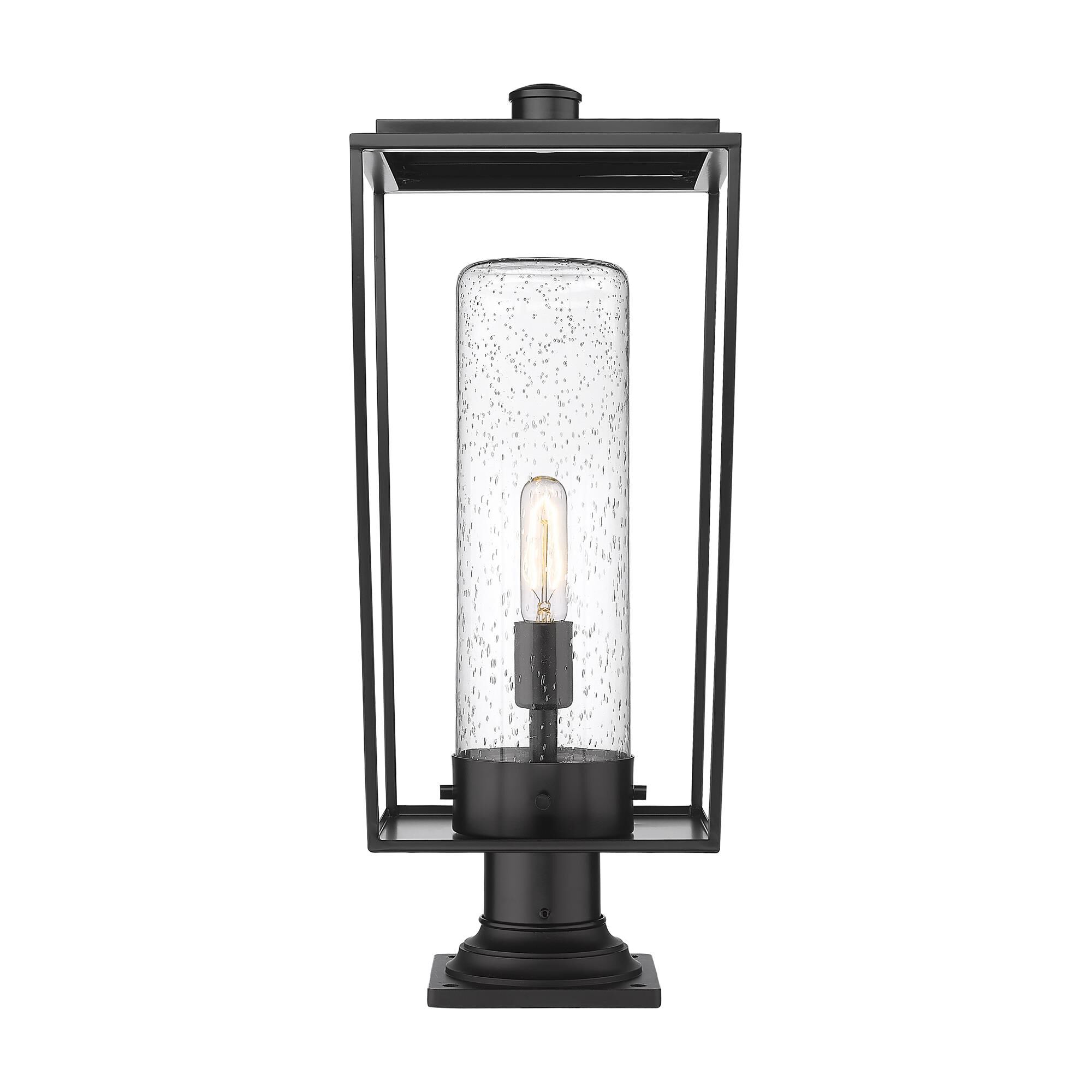 Shown in Black finish and Glass shade