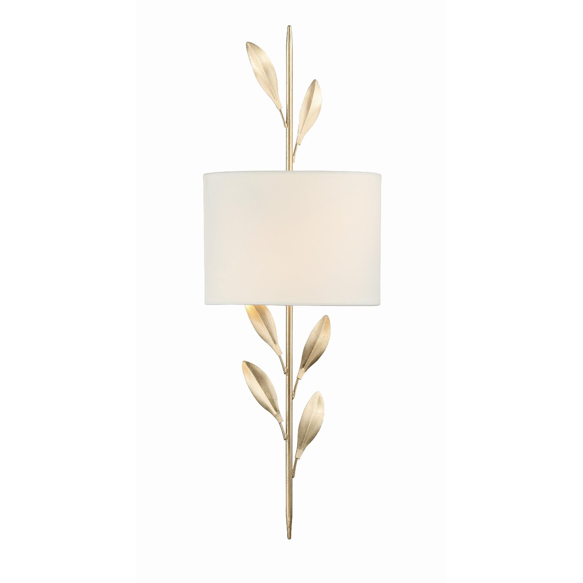 Shown in Antique Gold finish and Silk glass and White shade