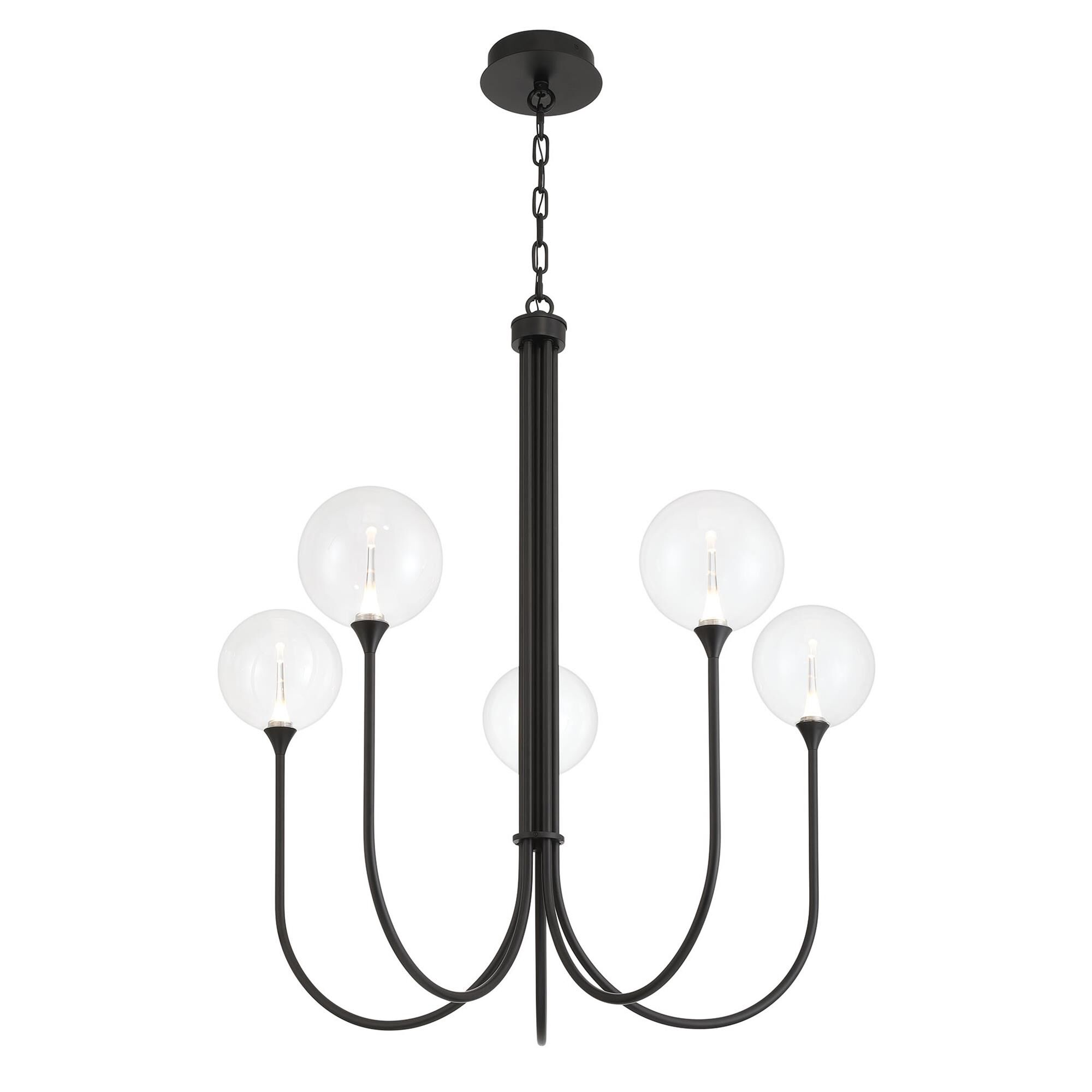Shown in Black finish and Clear glass