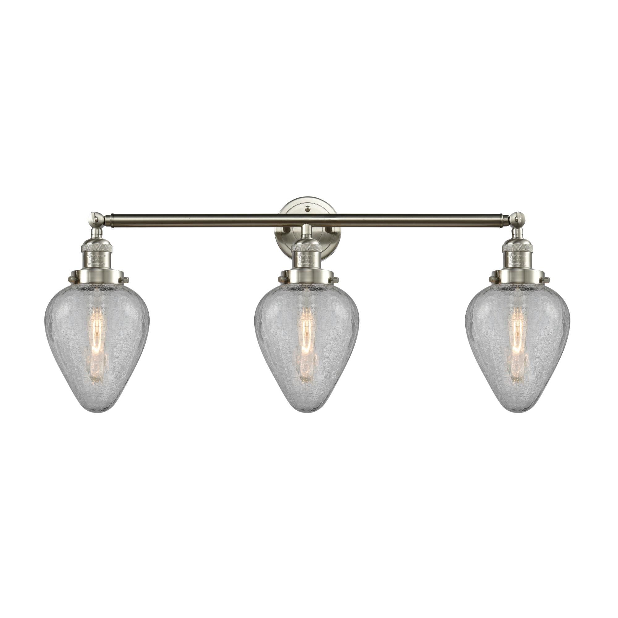 Shown in Brushed Satin Nickel finish and Clear Geneseo glass