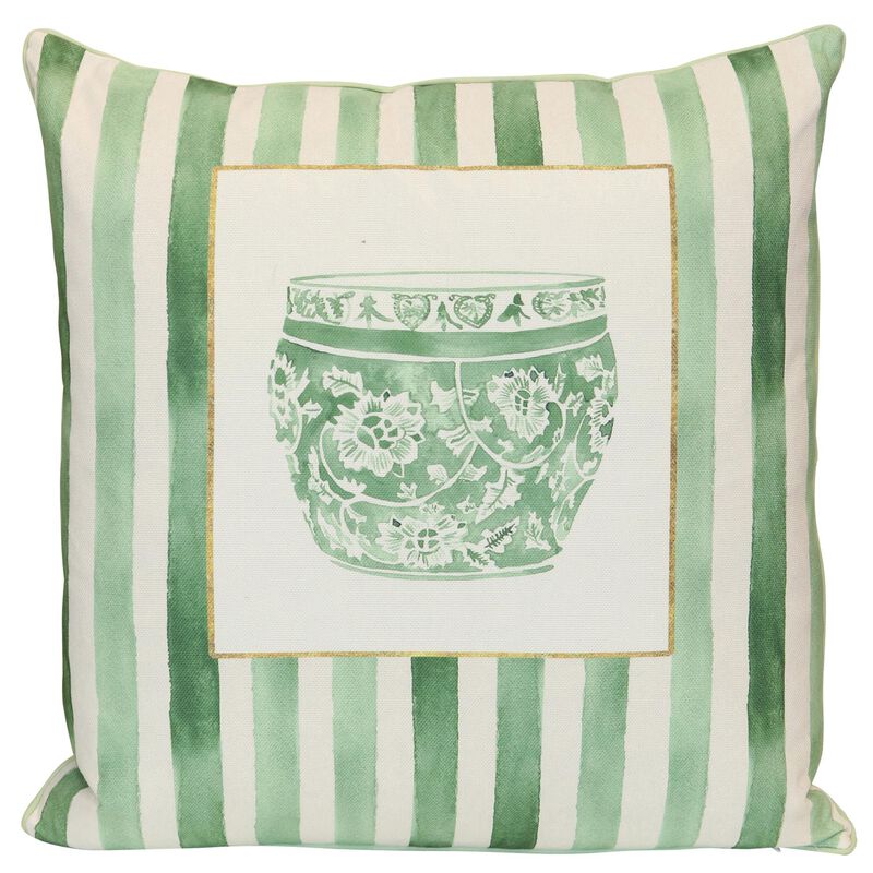 Tamara Day Porcelain Stripe 24 Inch Decorative Pillow by Stylecraft