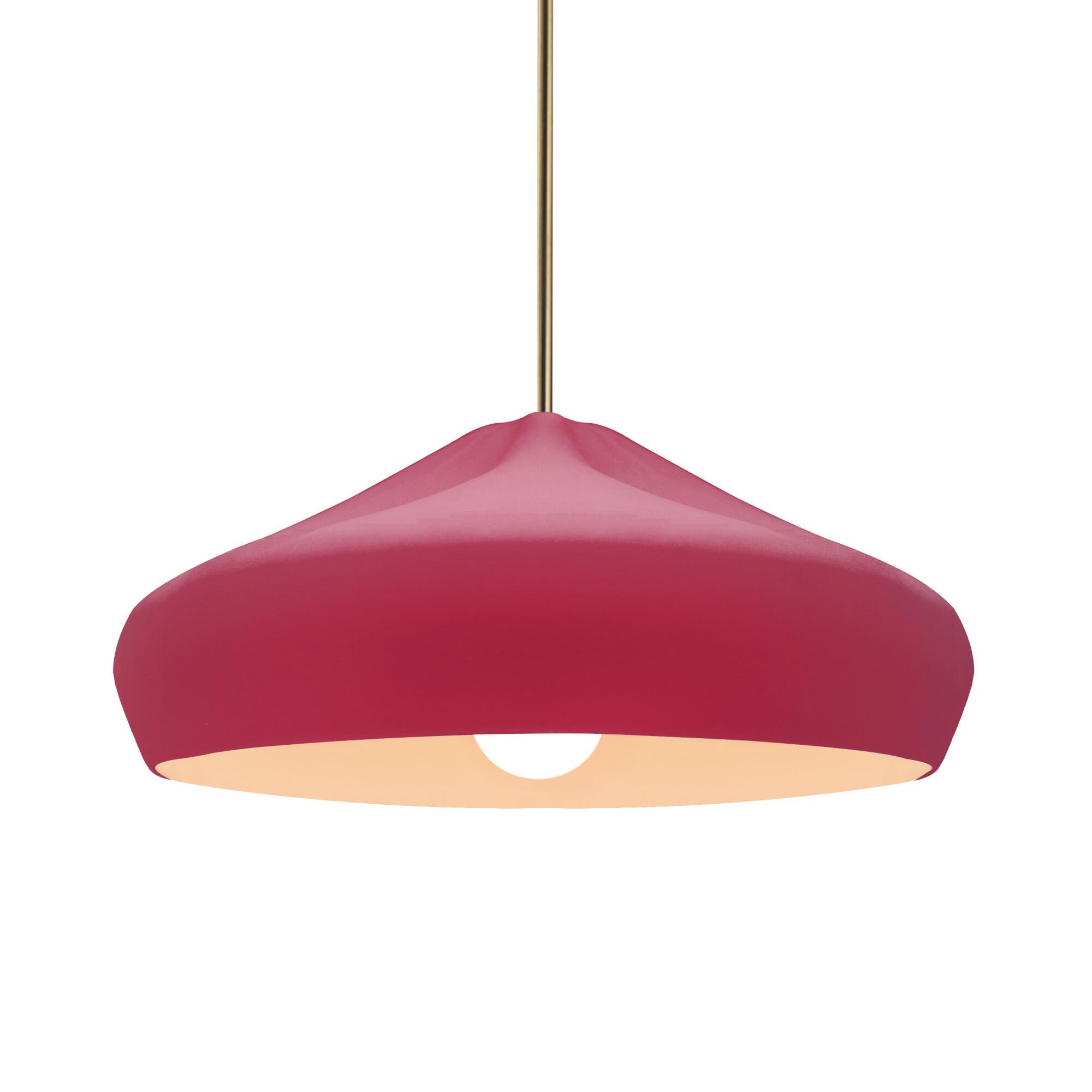Shown in Antique Brass finish and Cerise shade