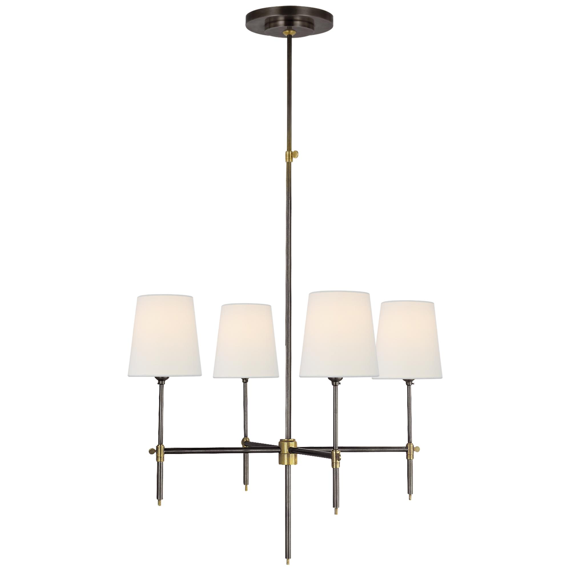 Shown in Bronze And Hand-Rubbed Antique Brass finish and Linen shade