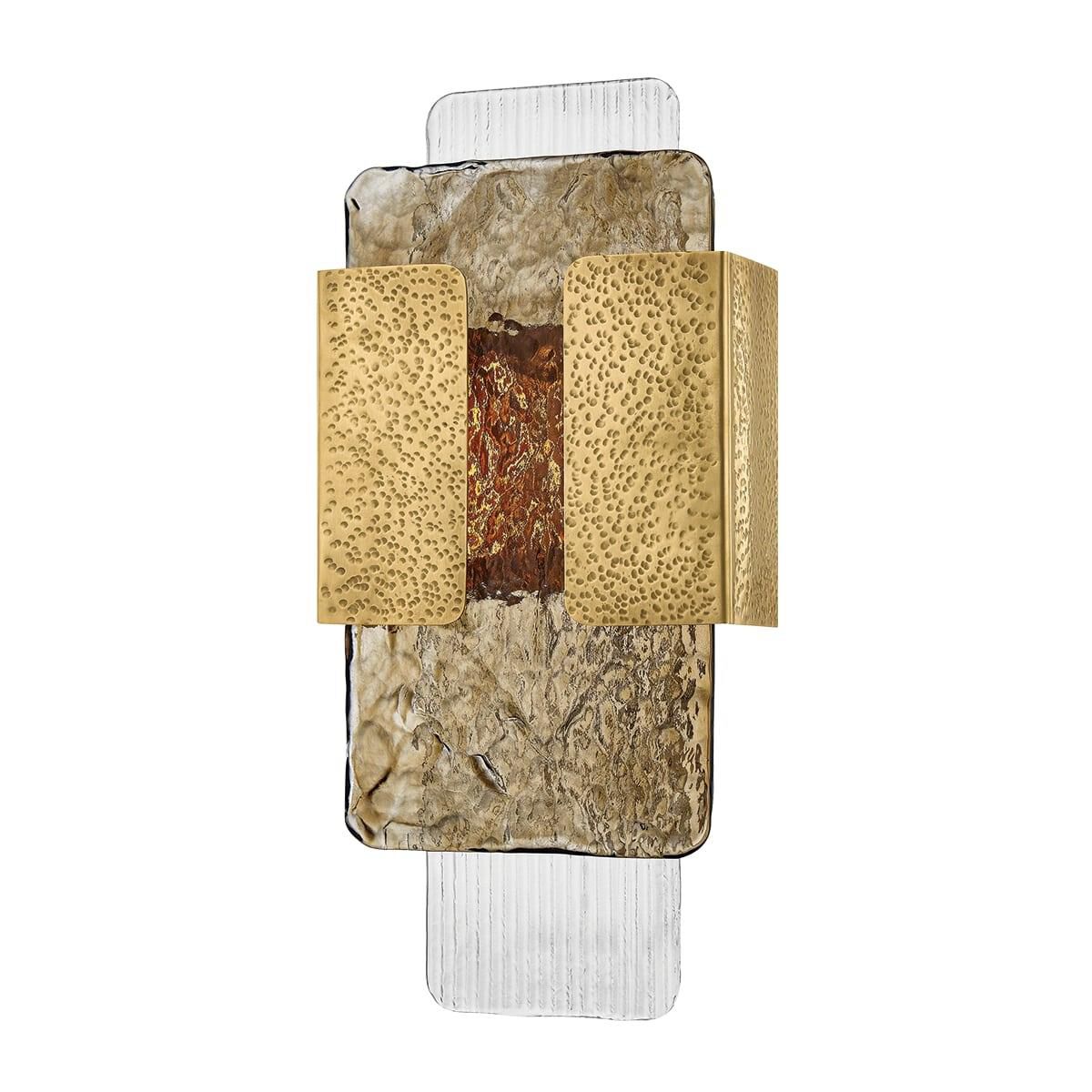 Shown in Vintage Brass finish and Topaz glass