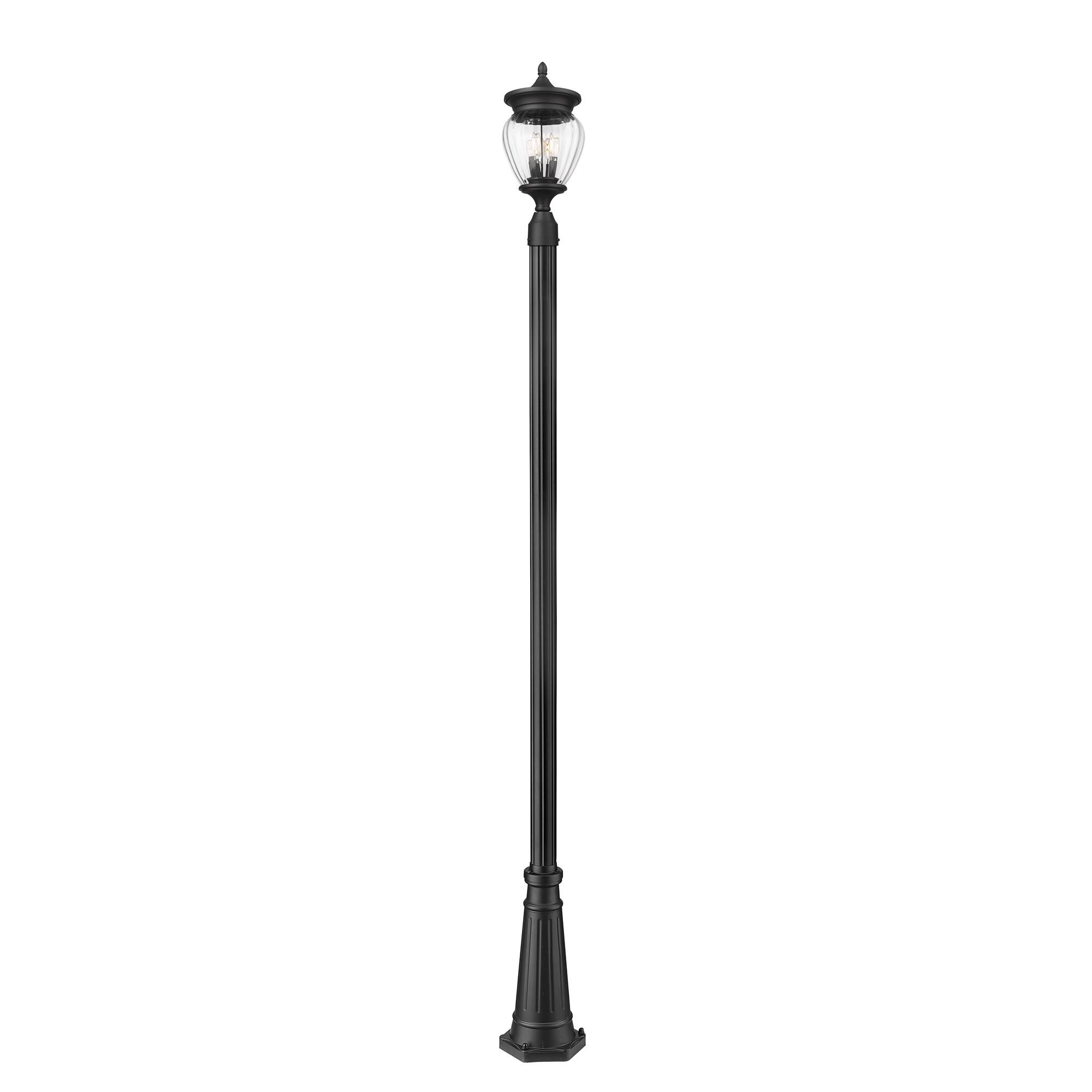 Shown in Black finish and Clear Ribbed glass and Clear Ribbed shade